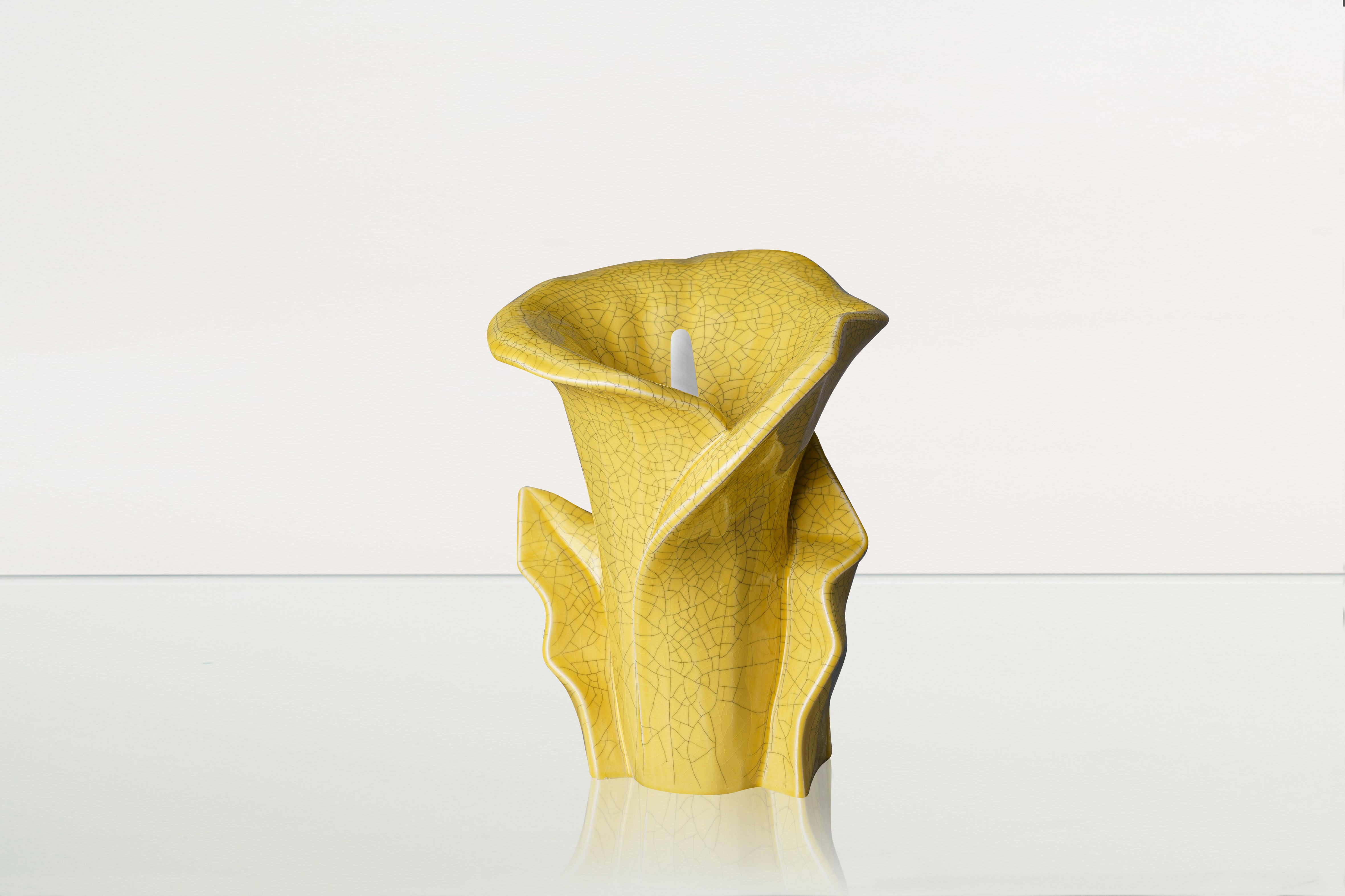 Calla Flower Memorial Urn for Ashes - Medium | Yellow Craquelure