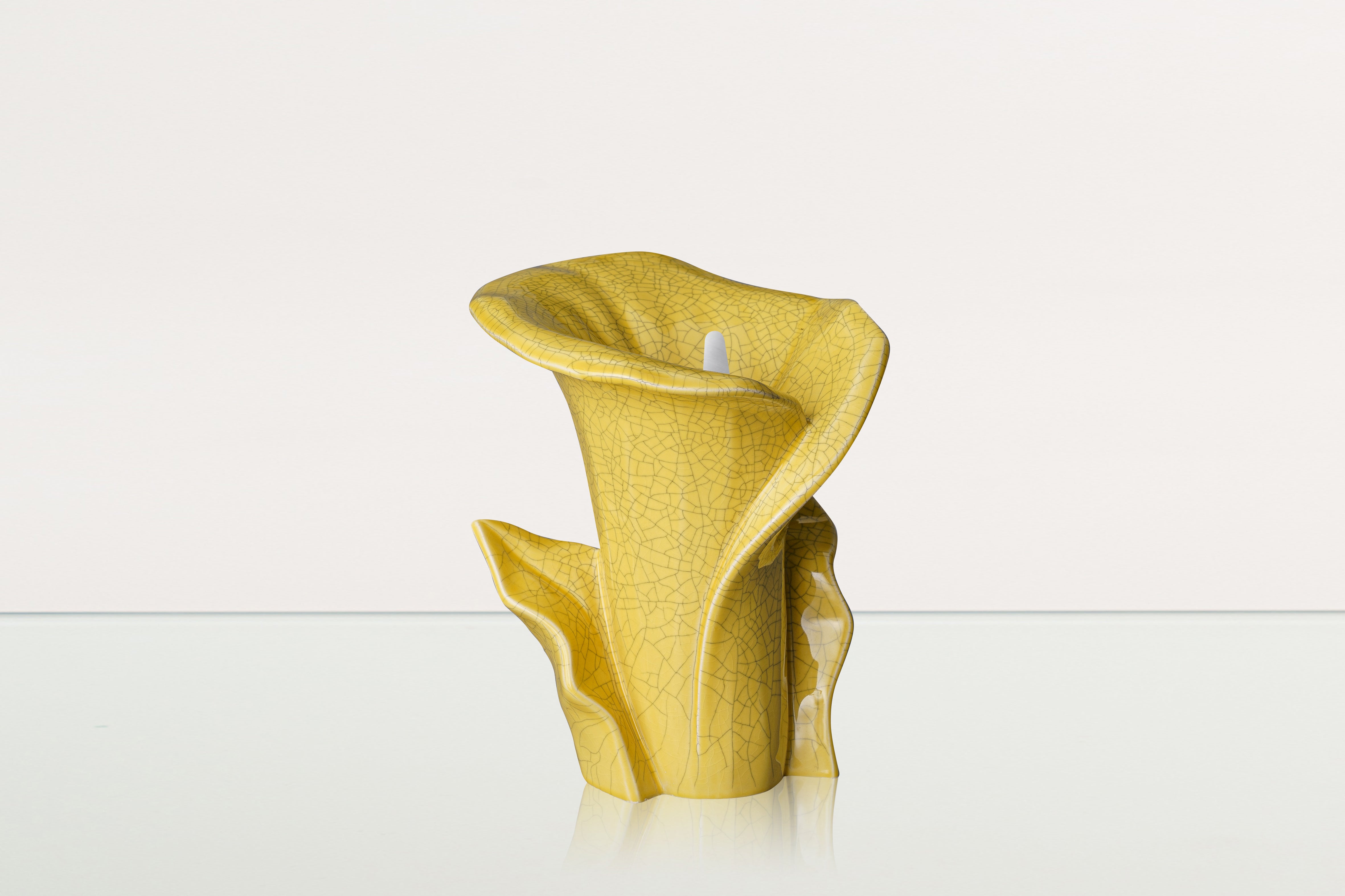 Calla Flower Memorial Urn for Ashes - Medium | Yellow Craquelure