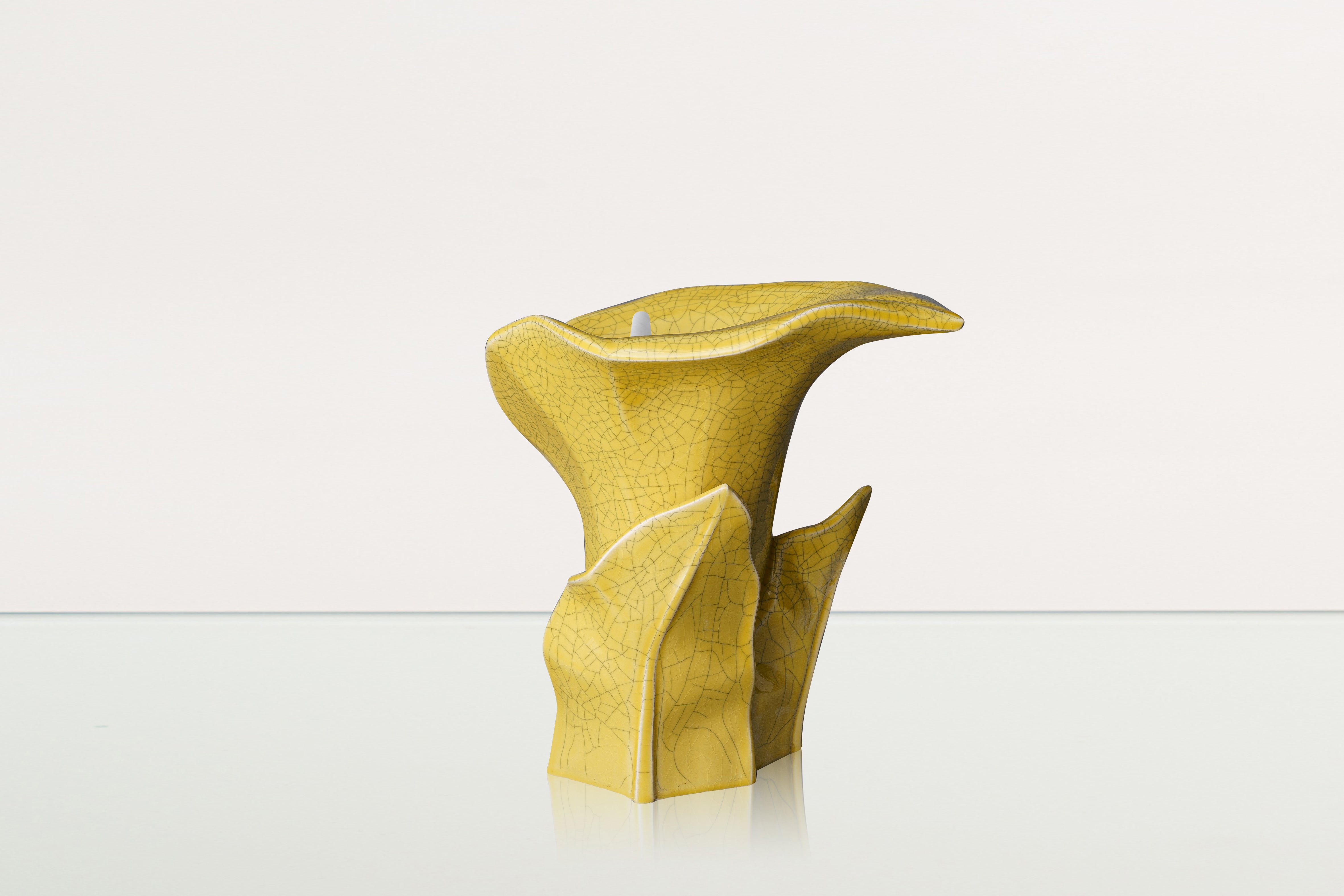 Calla Flower Memorial Urn for Ashes - Medium | Yellow Craquelure