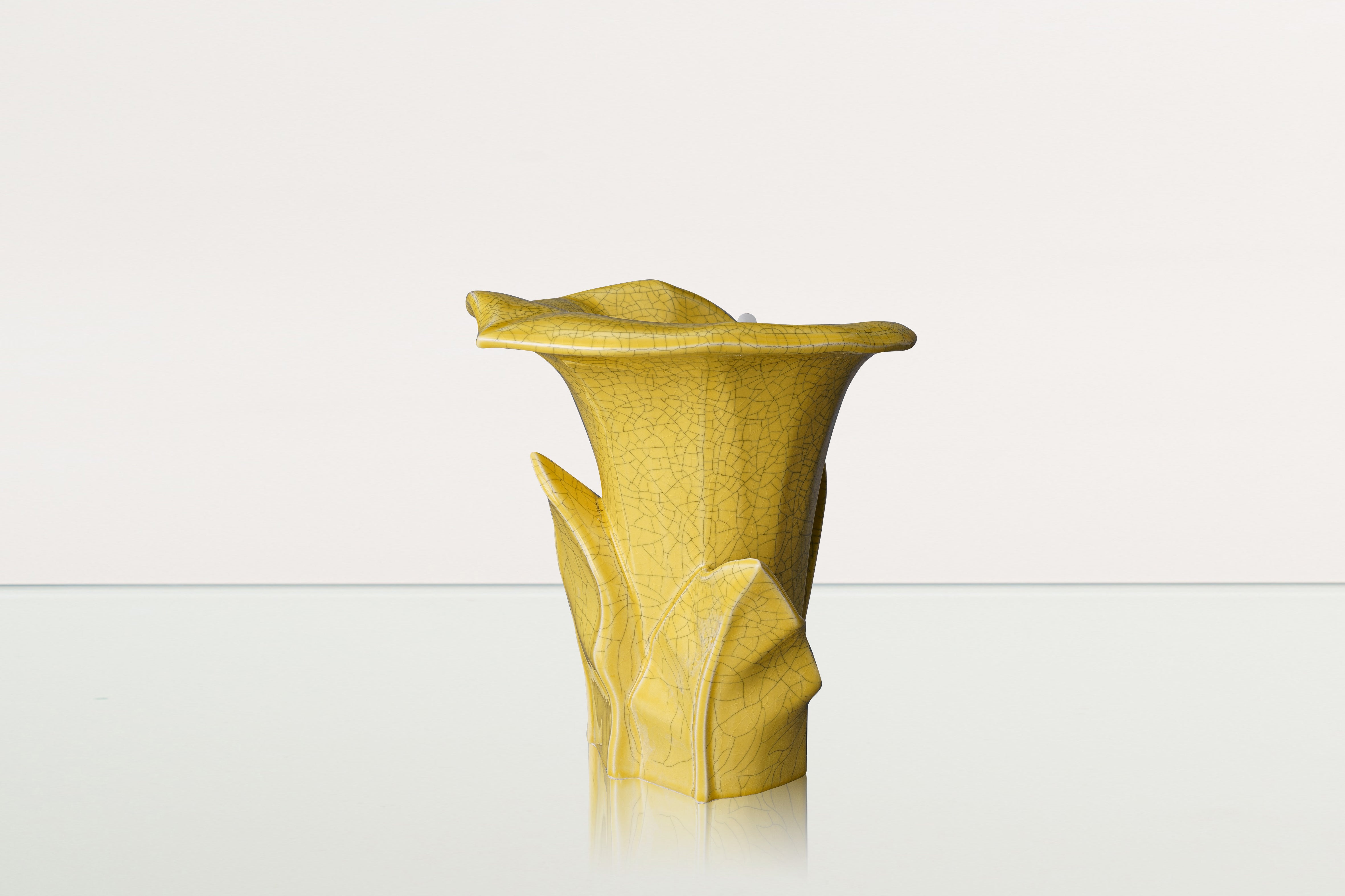 Calla Flower Memorial Urn for Ashes - Medium | Yellow Craquelure