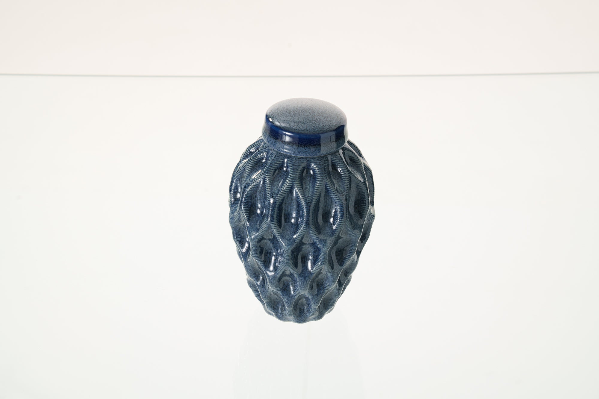 Cremation Urn "Echo" - 3D Printed Ceramic Urn | Blue Melange | Keepsake