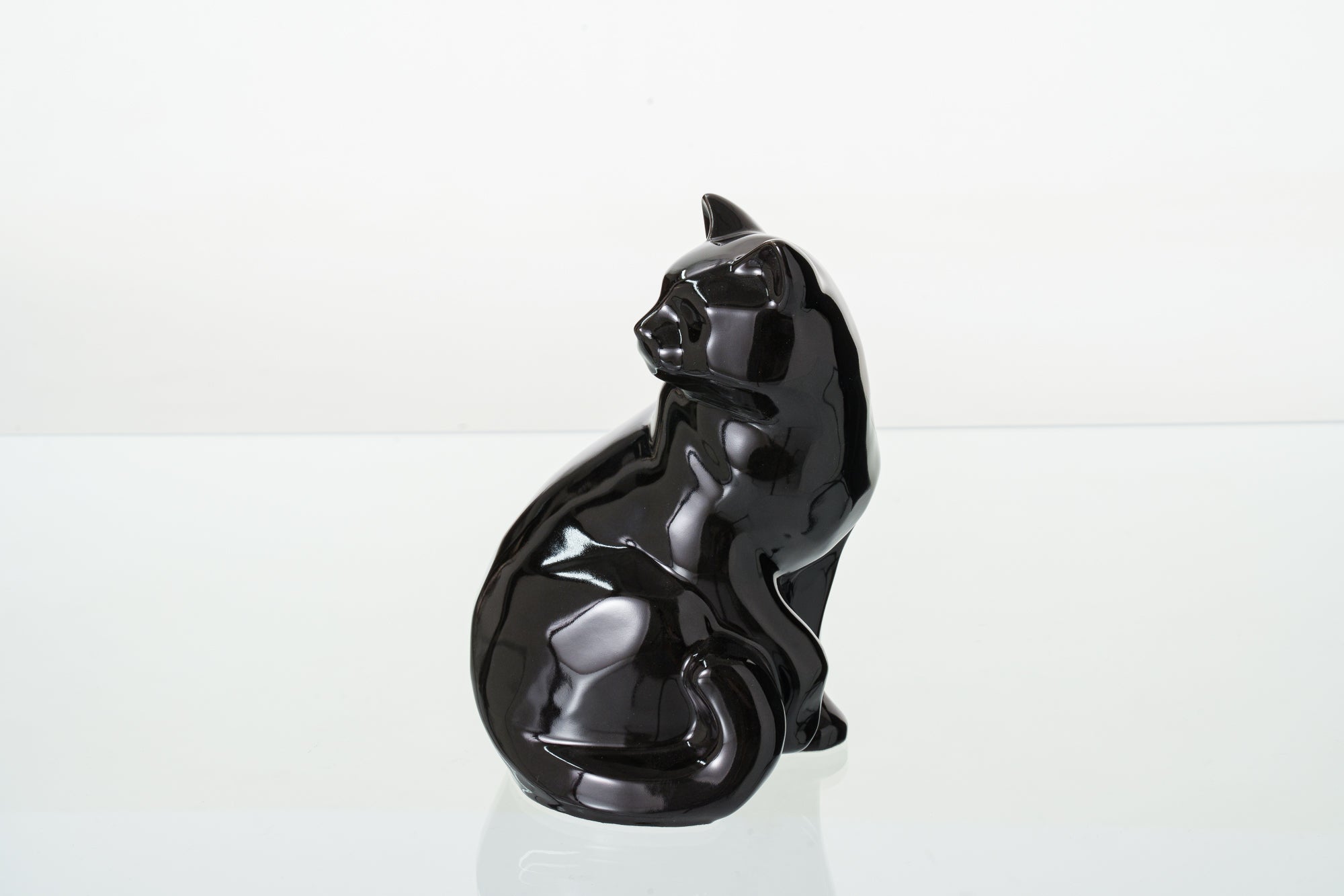 Felix Cat Urn for Ashes - Lamp Black | Ceramic | Handmade Pet Urn