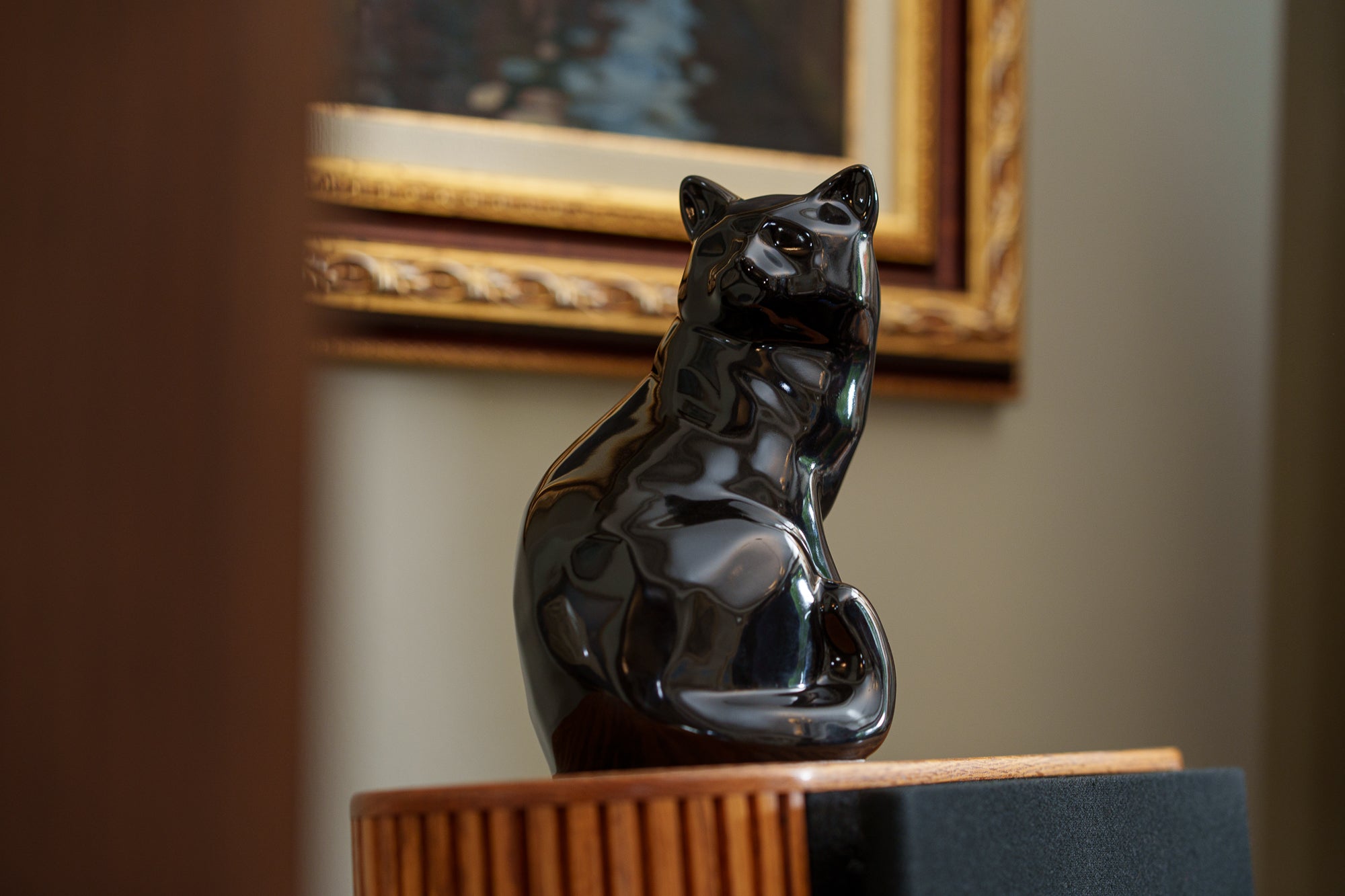 Felix Cat Urn for Ashes - Lamp Black | Ceramic | Handmade Pet Urn