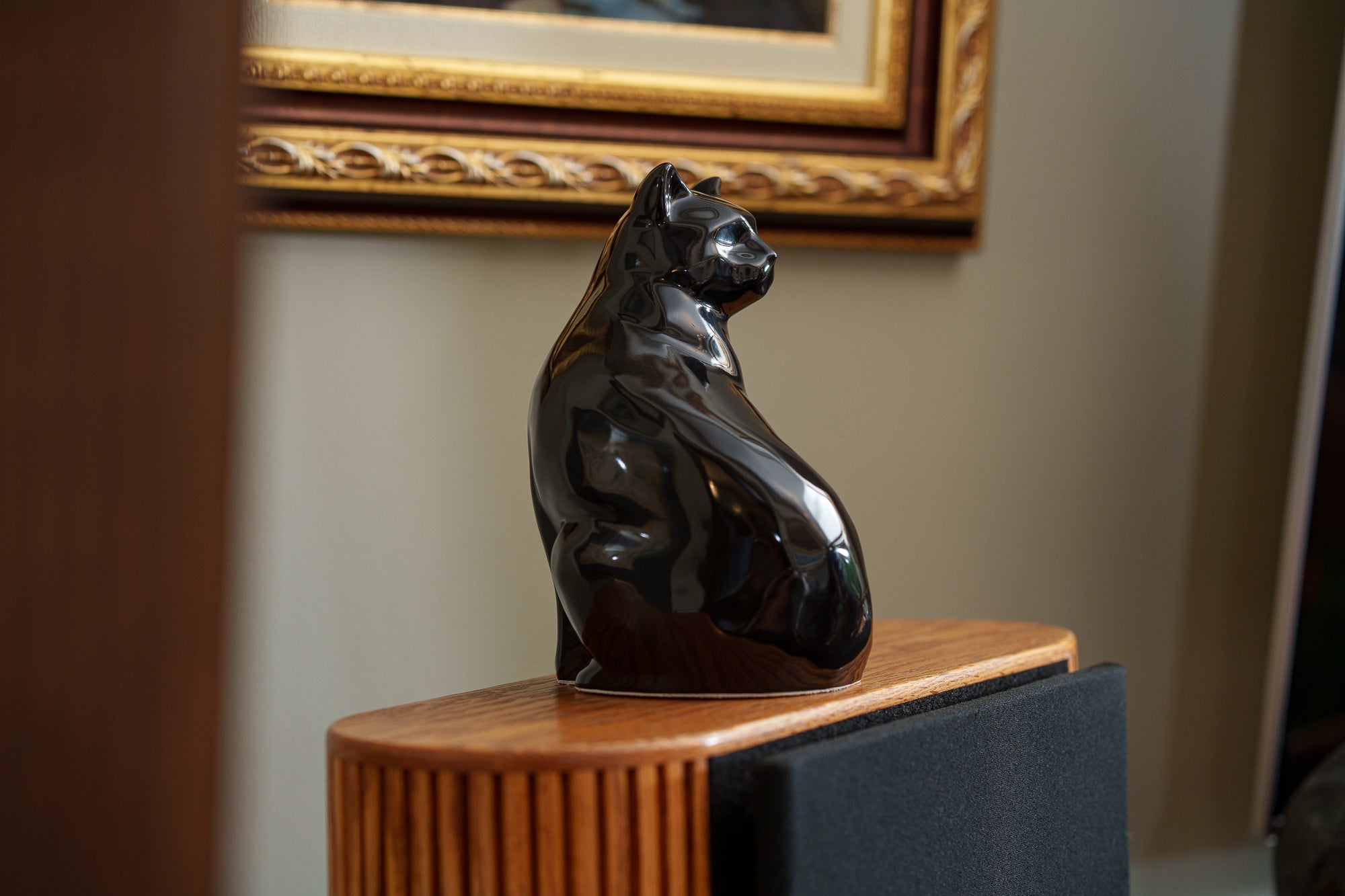 Felix Cat Urn for Ashes - Lamp Black | Ceramic | Handmade Pet Urn