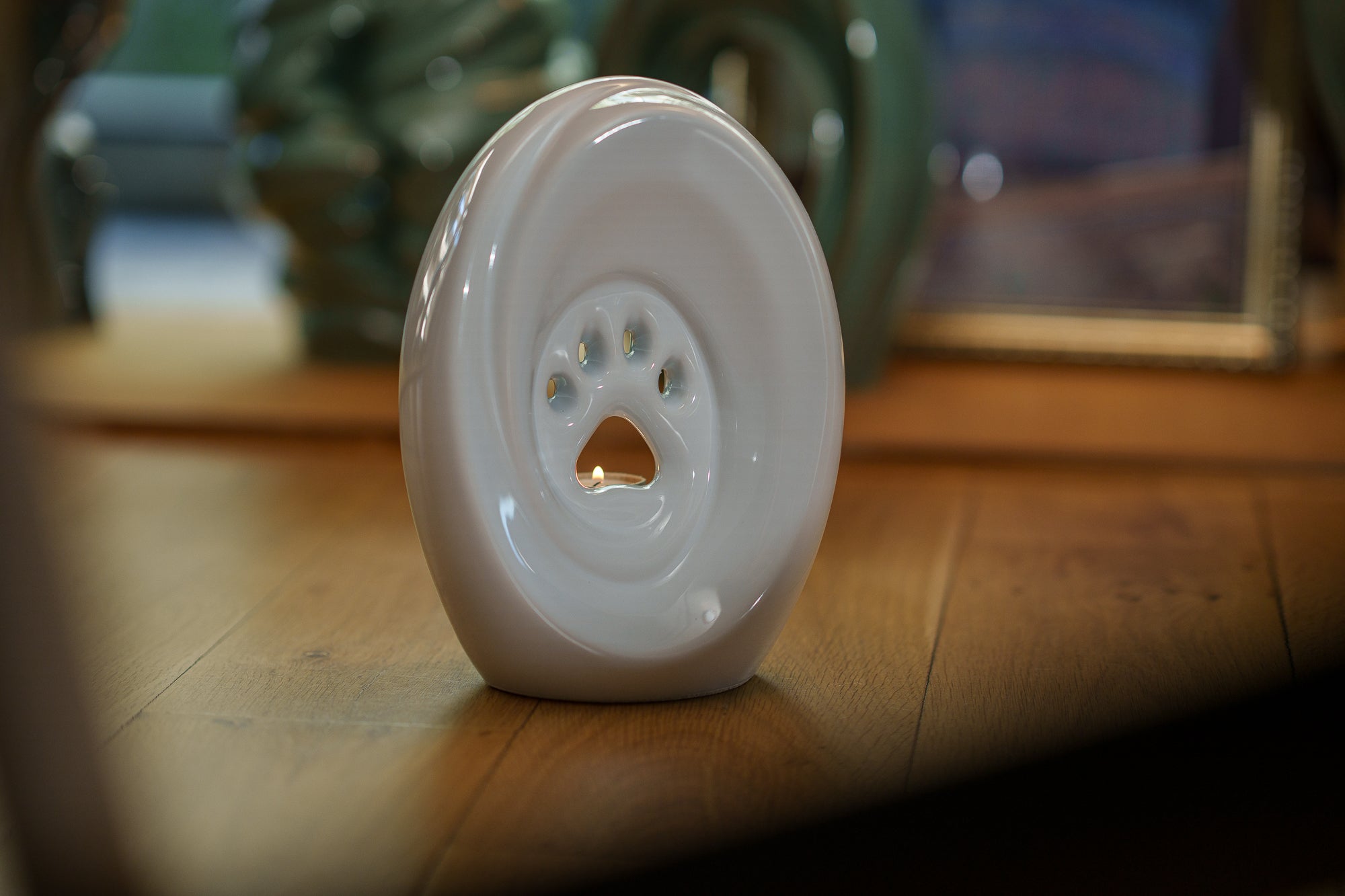 Large Paw Cremation Urn - White | Ceramic | Handmade Pet Urn