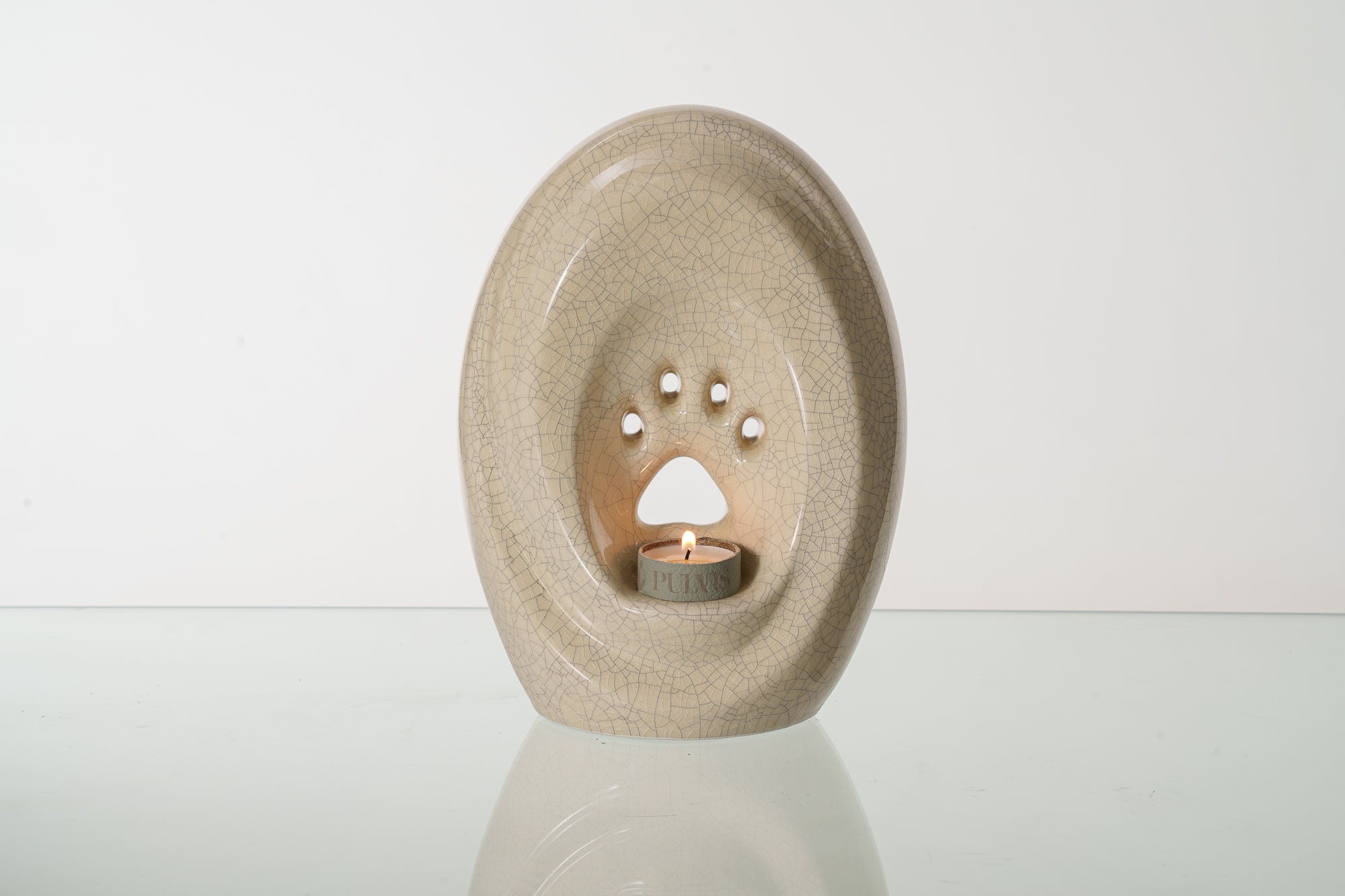 Large Paw Cremation Urn - Craquelure | Ceramic | Handmade Pet Urn