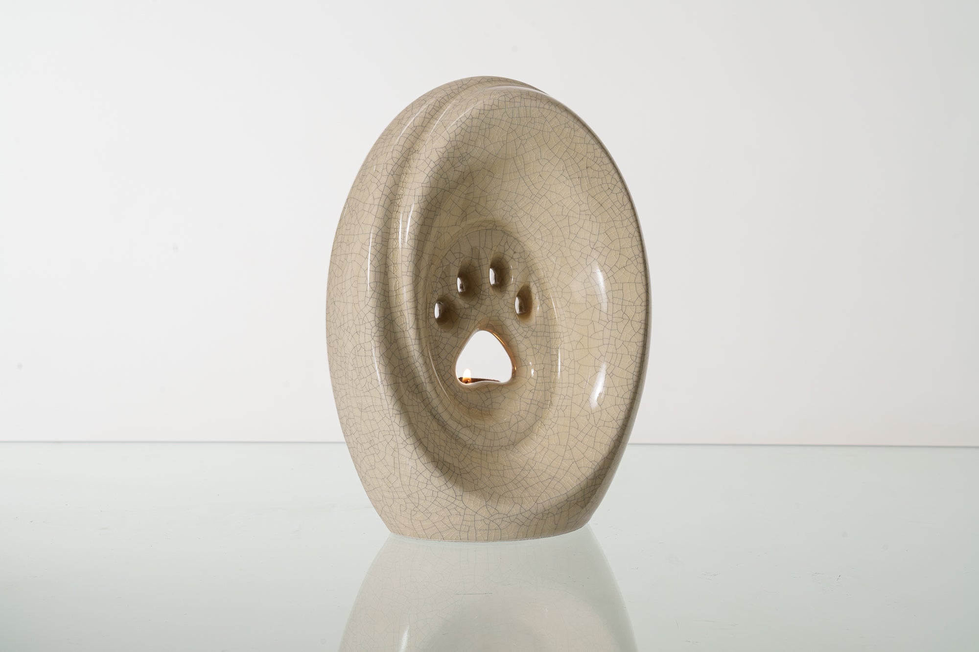 Large Paw Cremation Urn - Craquelure | Ceramic | Handmade Pet Urn