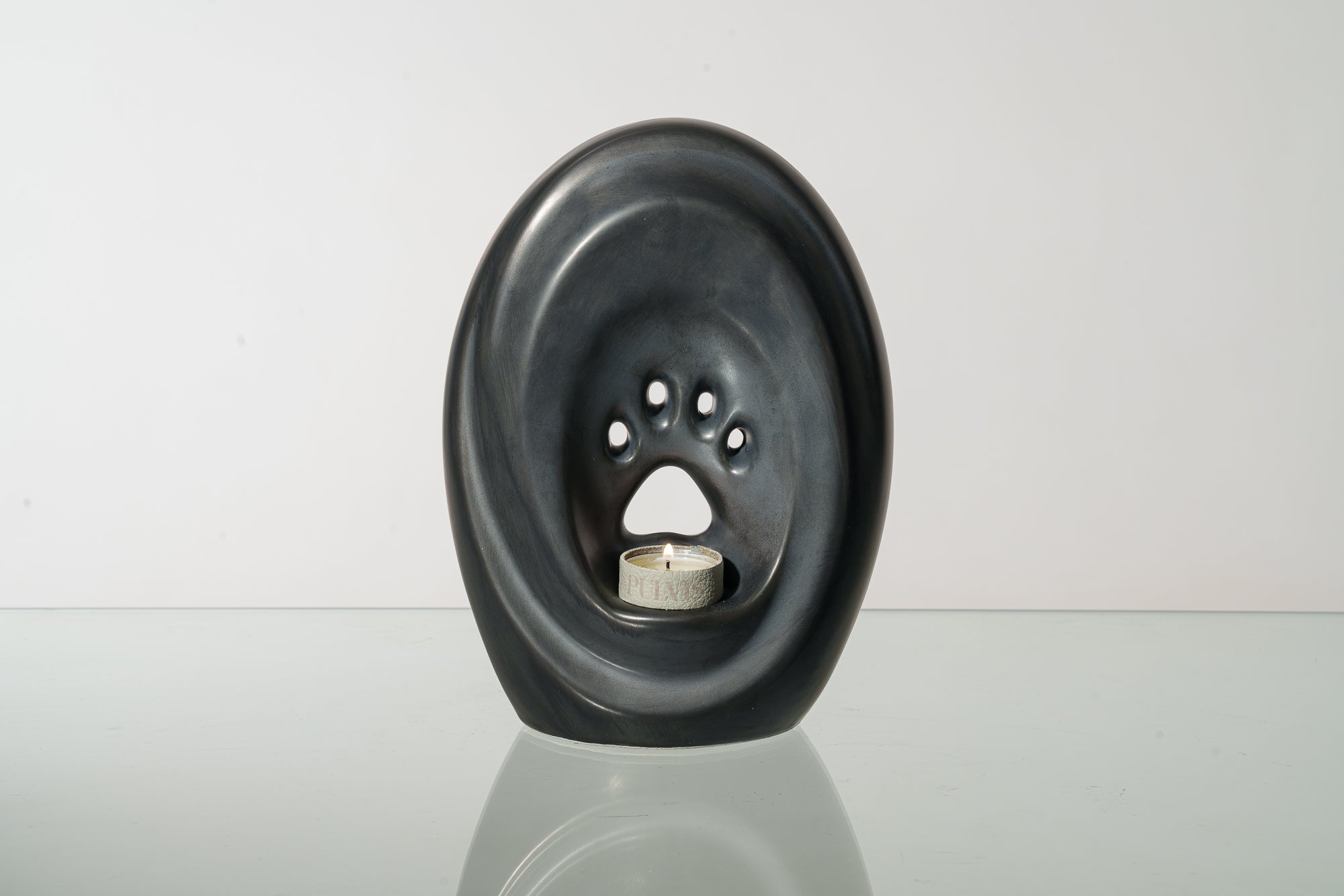 Large Paw Cremation Urn - Dark Matte | Ceramic | Handmade Pet Urn
