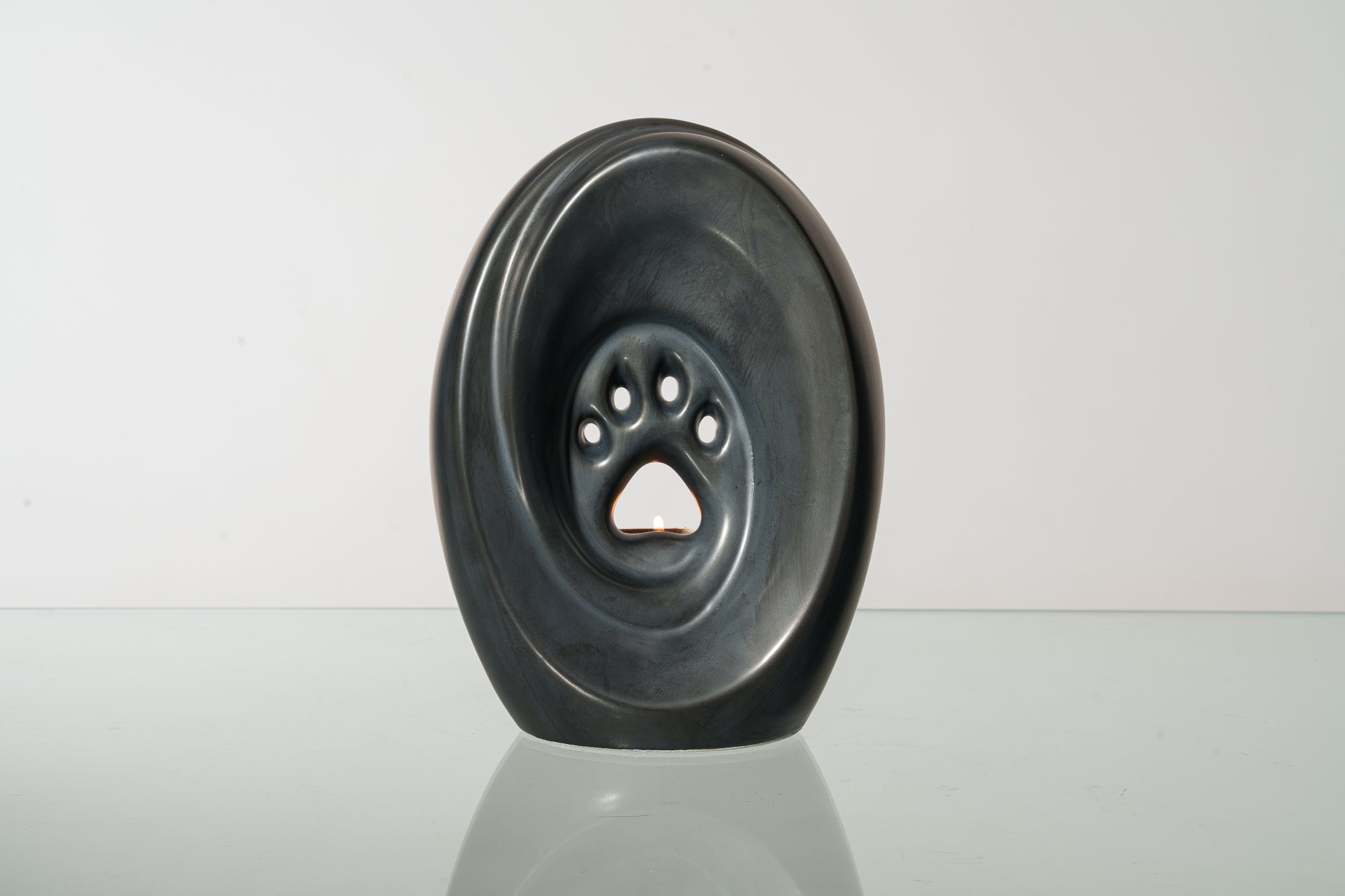 Large Paw Cremation Urn - Dark Matte | Ceramic | Handmade Pet Urn