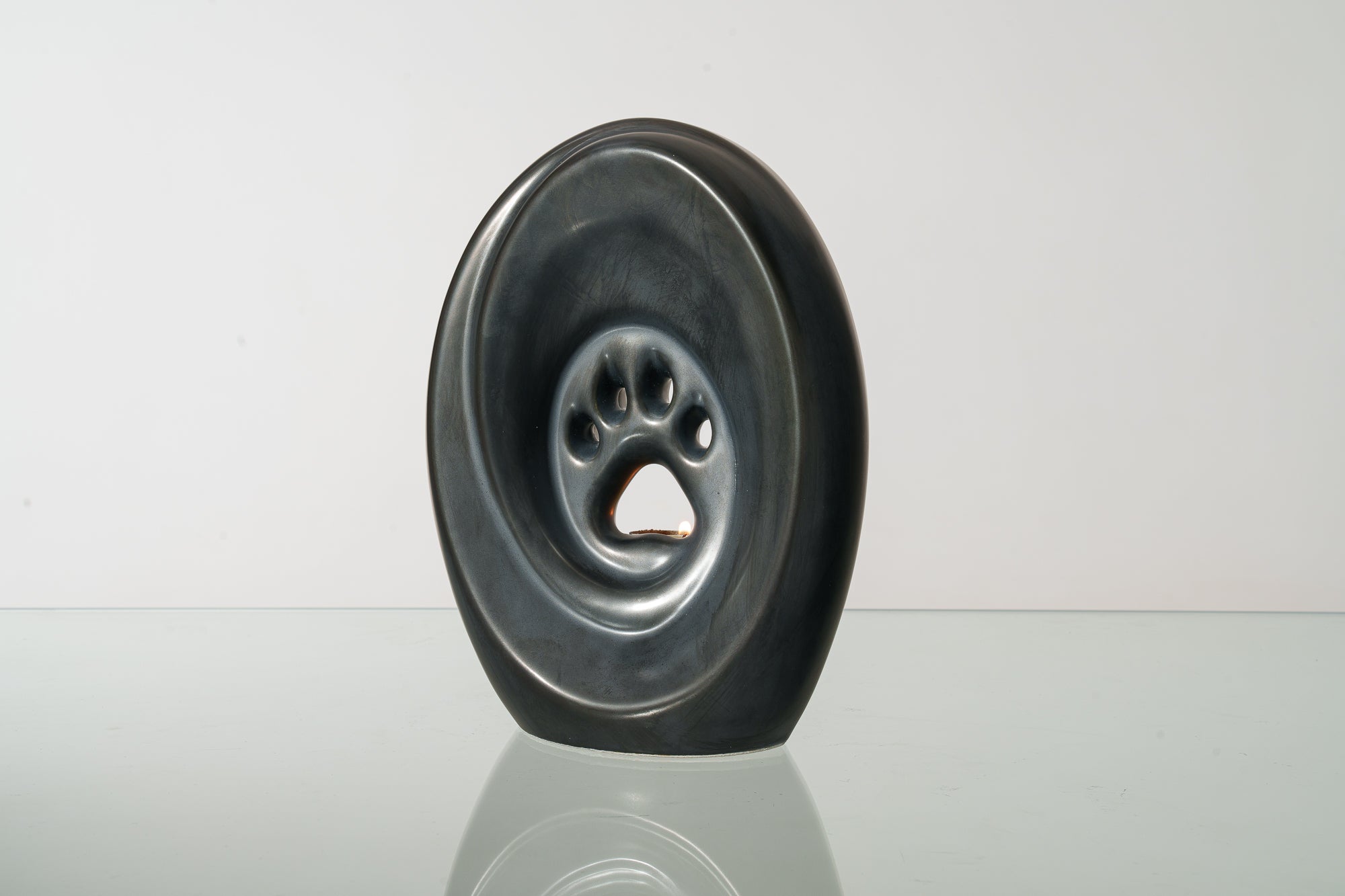 Large Paw Cremation Urn - Dark Matte | Ceramic | Handmade Pet Urn