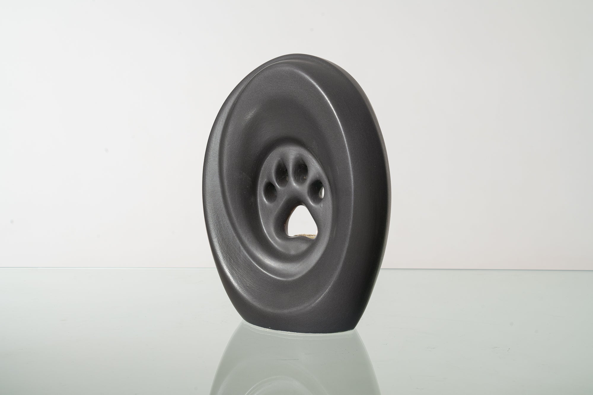 Large Paw Cremation Urn - Gray Matte | Ceramic | Handmade Pet Urn