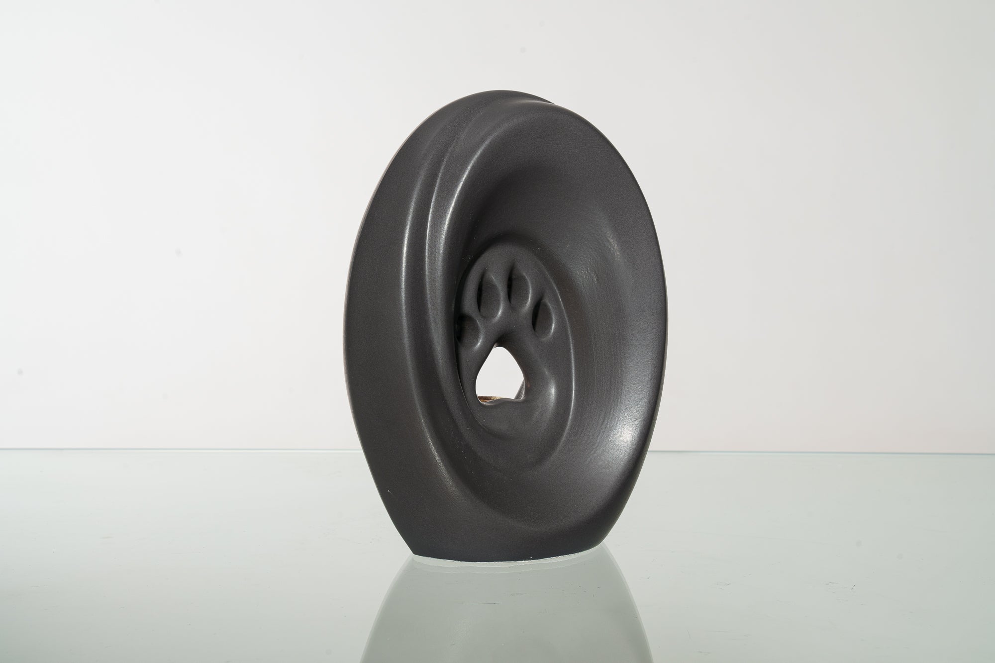 Large Paw Cremation Urn - Gray Matte | Ceramic | Handmade Pet Urn