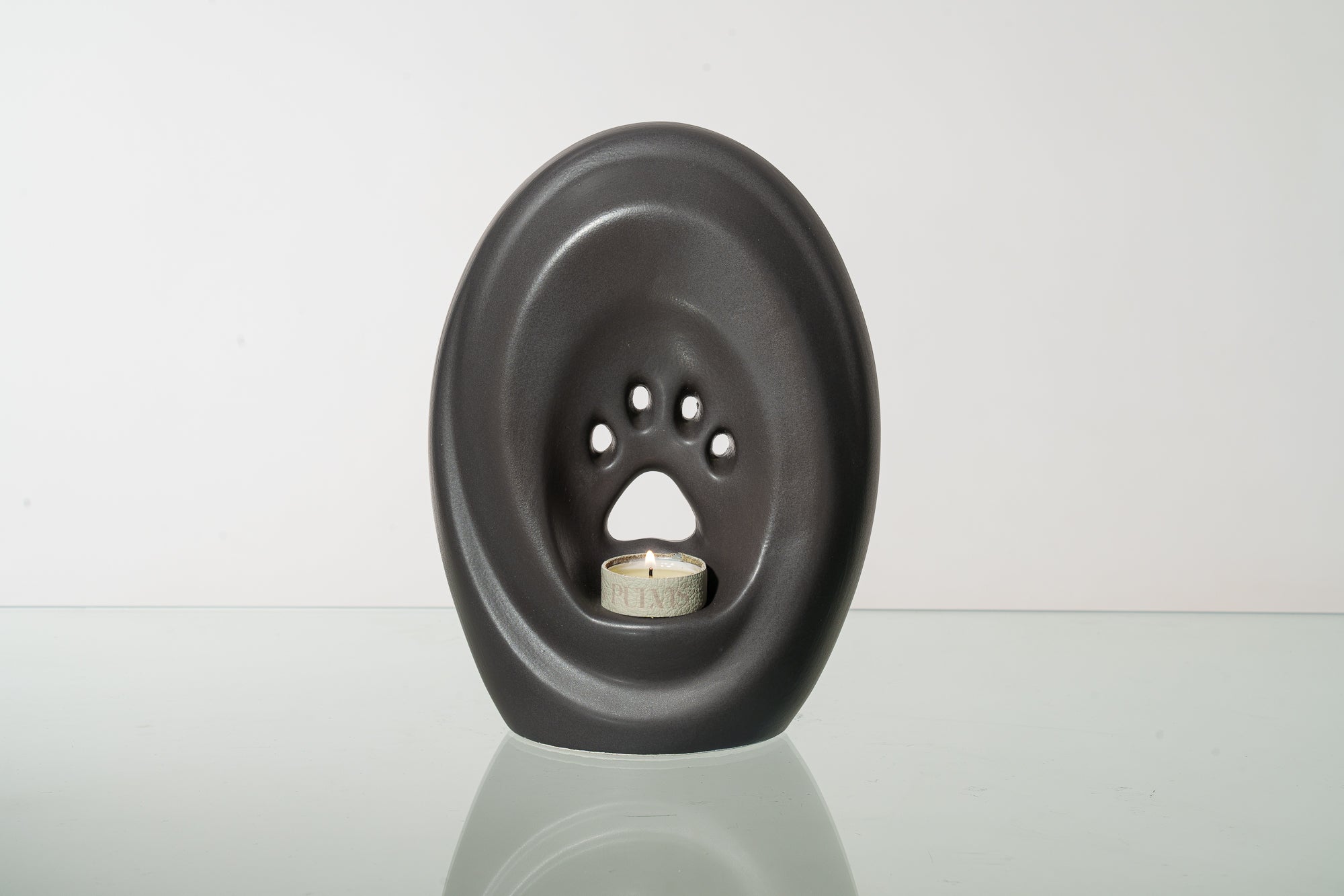 Large Paw Cremation Urn - Gray Matte | Ceramic | Handmade Pet Urn