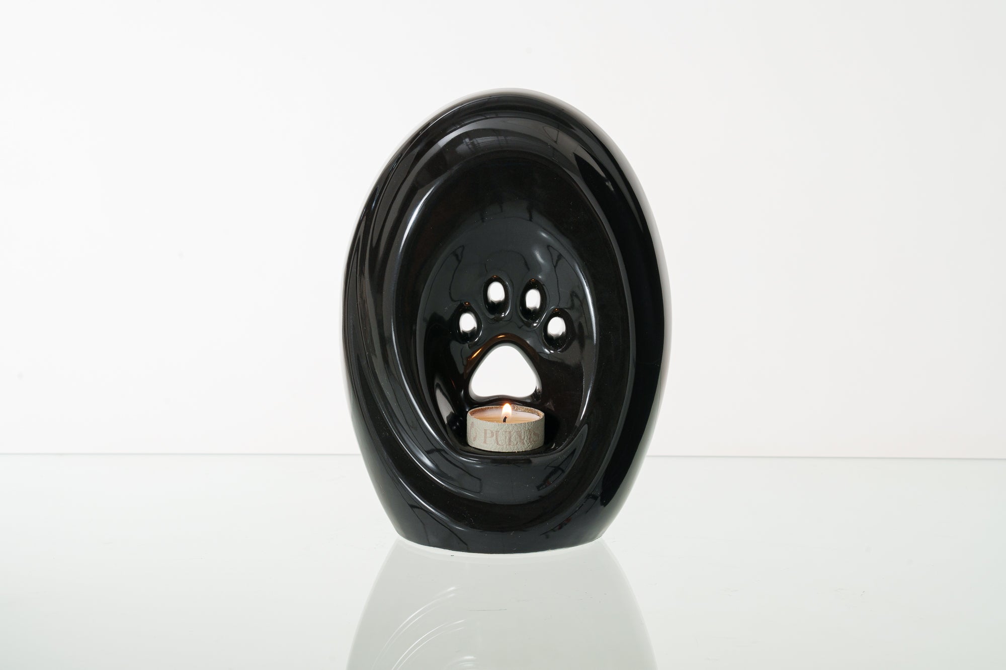 Large Paw Cremation Urn - Lamp Black | Ceramic | Handmade Pet Urn