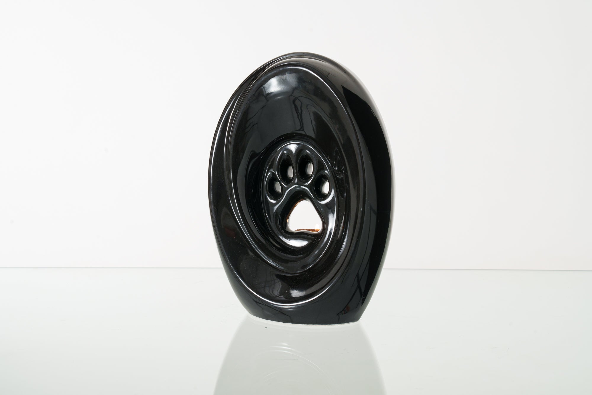 Large Paw Cremation Urn - Lamp Black | Ceramic | Handmade Pet Urn