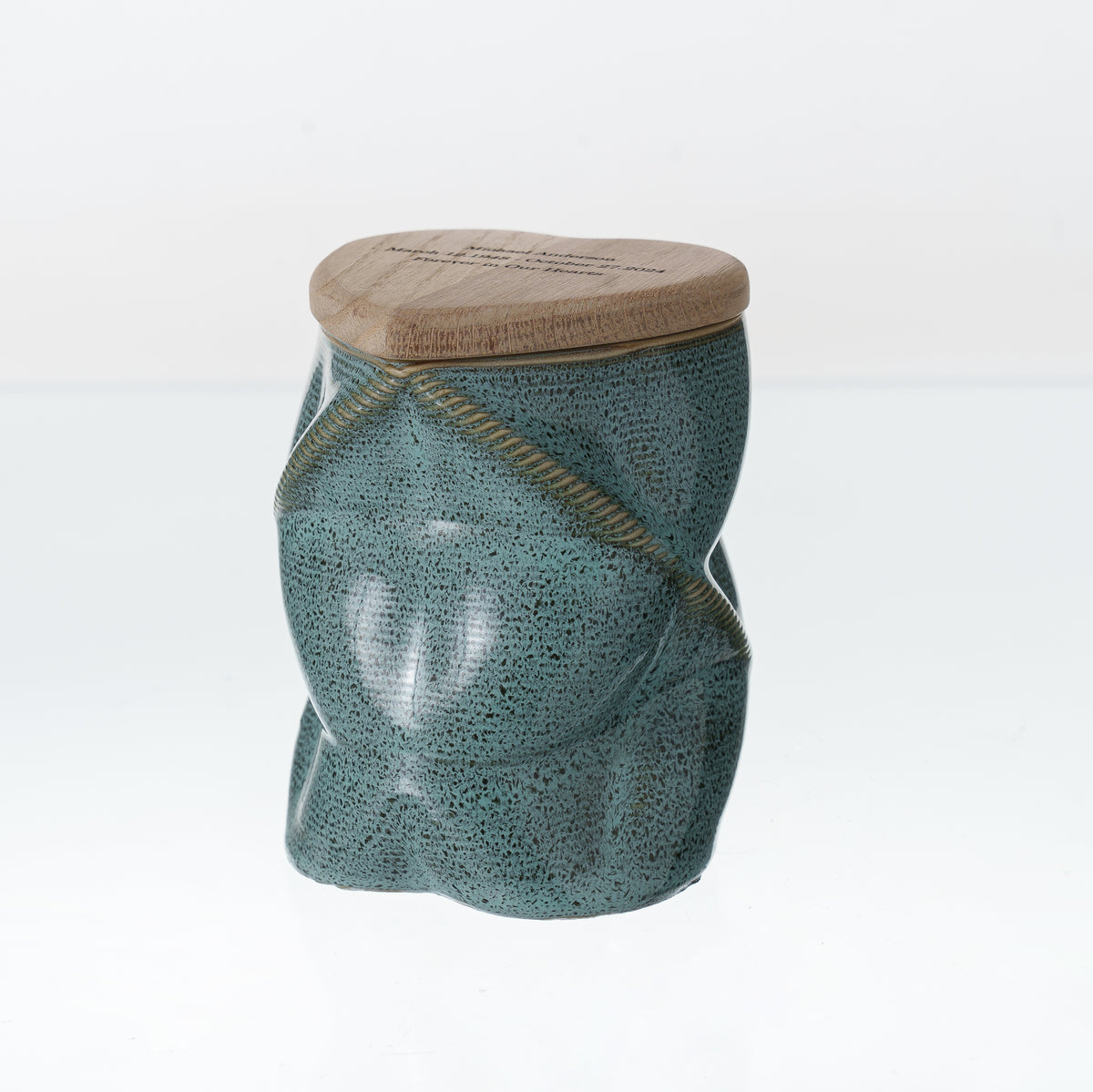 Pulvis Art Urns Small Size Urn Cremation Urn "Nexus" - 3D Printed Ceramic Urn | Oily Green | Keepsake