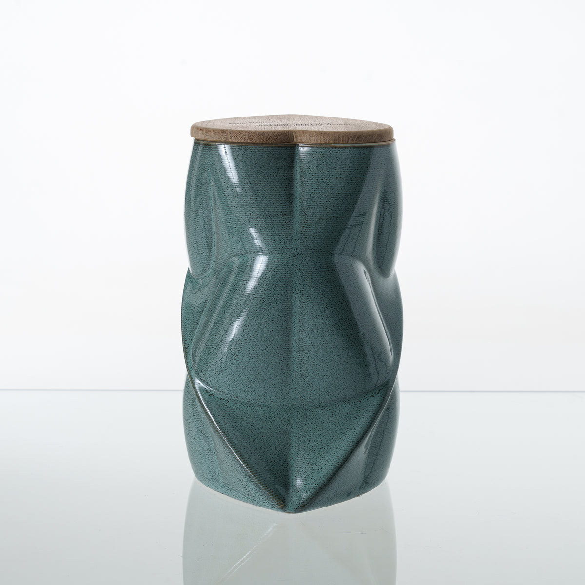 Pulvis Art Urns Adult Size Urn Cremation Urn "Nexus" - 3D Printed Ceramic Urn | Oily Green | Large