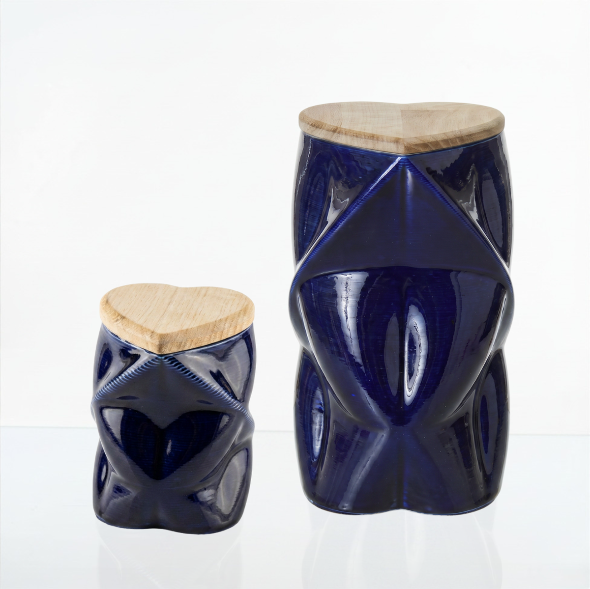 Pulvis Art Urns Adult Size Urn Cremation Urn "Nexus" - 3D Printed Ceramic Urn | Cobalt Metalic | Large