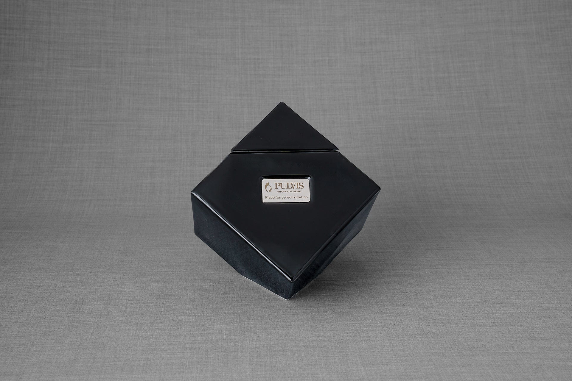 Pulvis Art Urns Adult Size Urn Abstract Cube Cremation Urn for Ashes - Large | Lamp Black | Ceramic