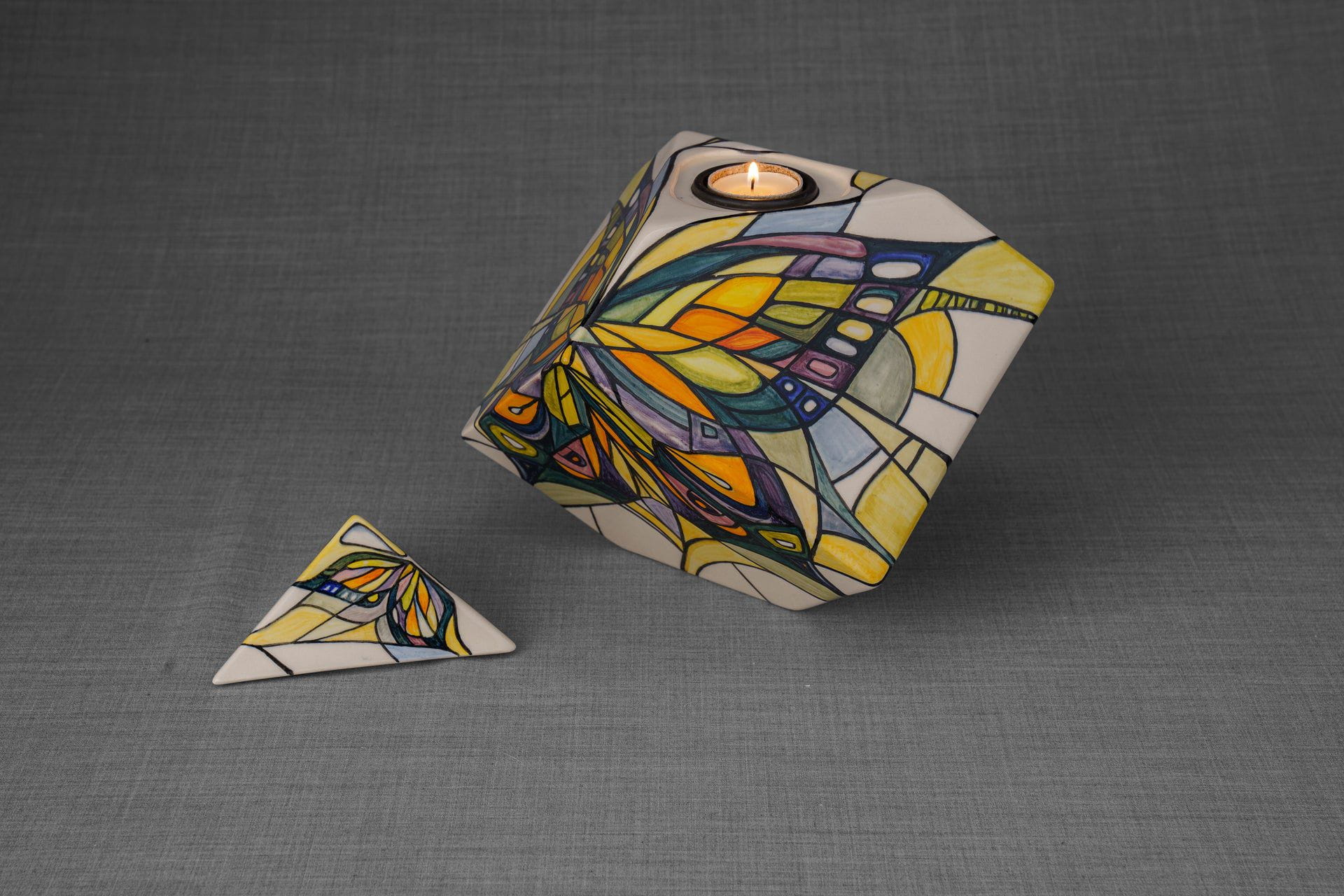 Pulvis Art Urns Adult Size Urn Abstract Hand Decorated Urn "Butterfly" - Large | Ceramic