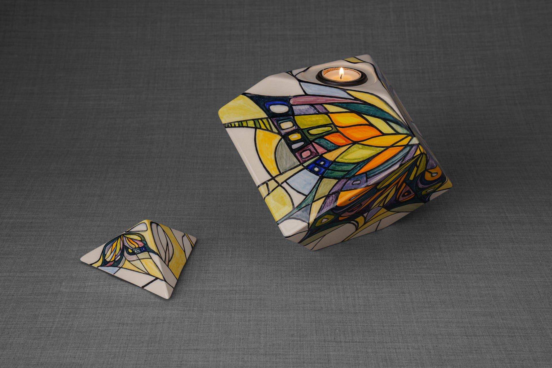 Pulvis Art Urns Adult Size Urn Abstract Hand Decorated Urn "Butterfly" - Large | Ceramic