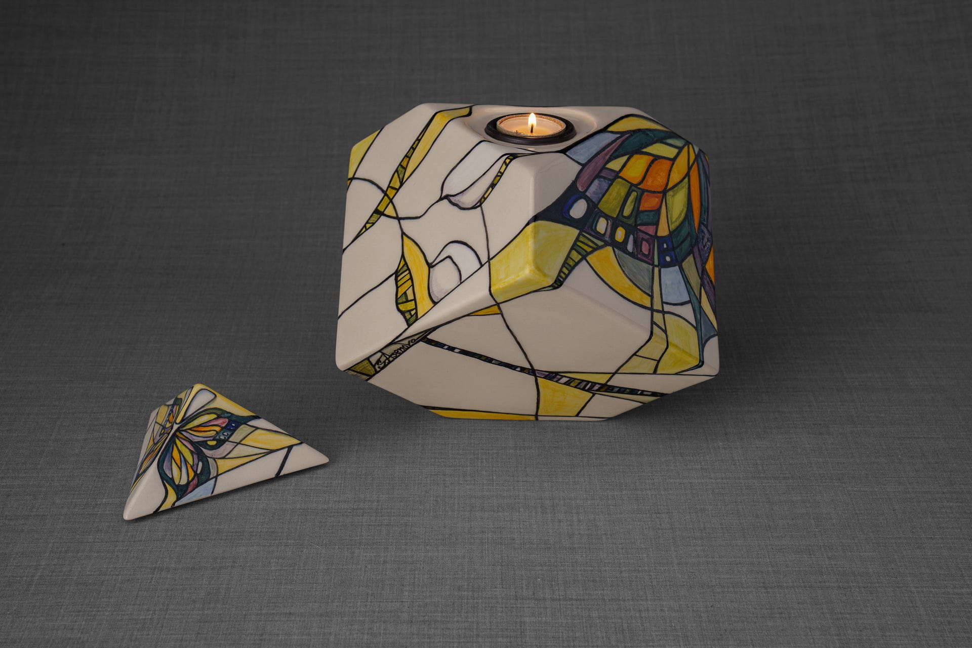 Pulvis Art Urns Adult Size Urn Abstract Hand Decorated Urn "Butterfly" - Large | Ceramic