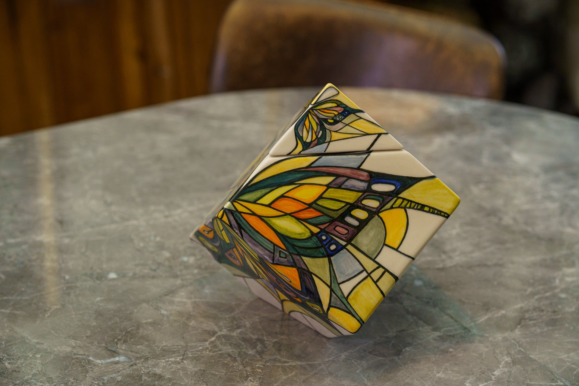 Pulvis Art Urns Adult Size Urn Abstract Hand Decorated Urn "Butterfly" - Large | Ceramic