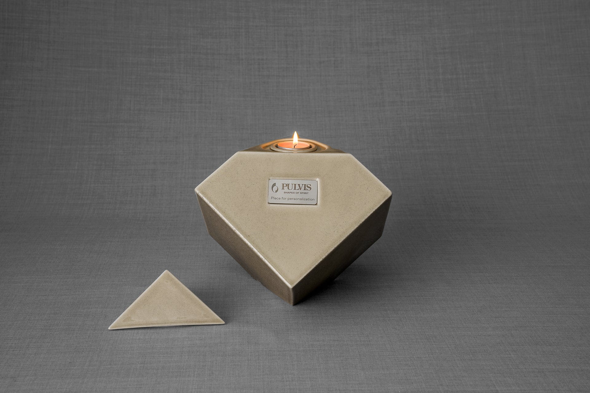 Pulvis Art Urns Adult Size Urn Abstract Handmade Cremation Urn for Ashes - Large | Beige Grey | Ceramic