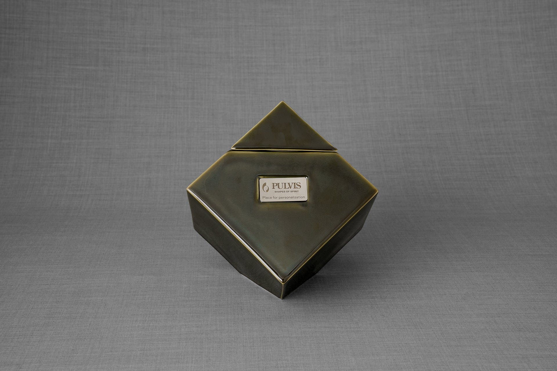 Pulvis Art Urns Adult Size Urn Abstract Handmade Cremation Urn for Ashes - Large | Oily Green | Ceramic