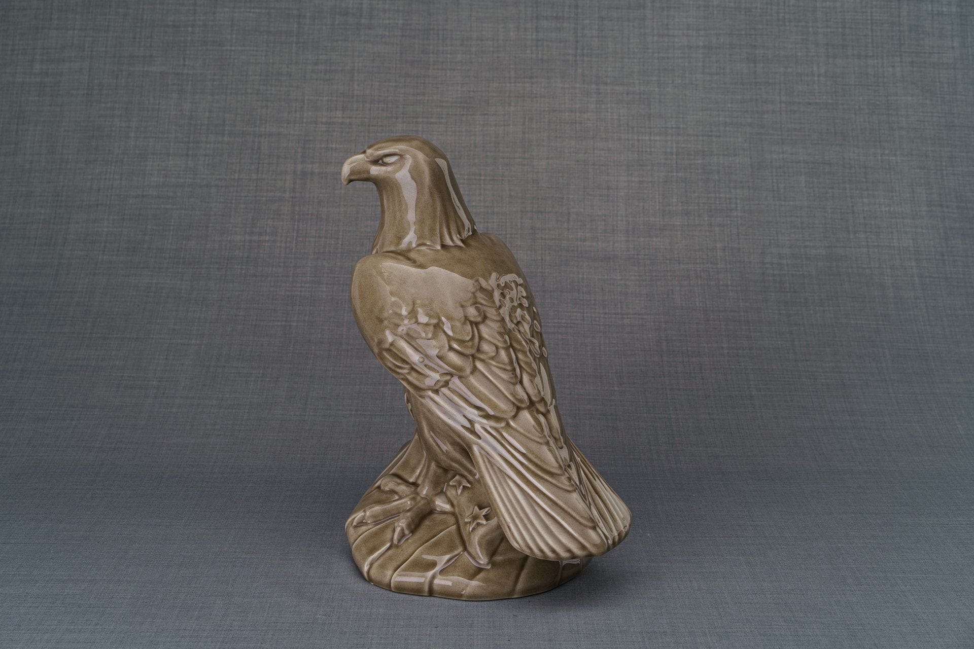 Aquilae Handmade Urn For Cremation Ashes - Large | Beige Grey | Ceramic / Military Eagle Urn / Veteran Urn