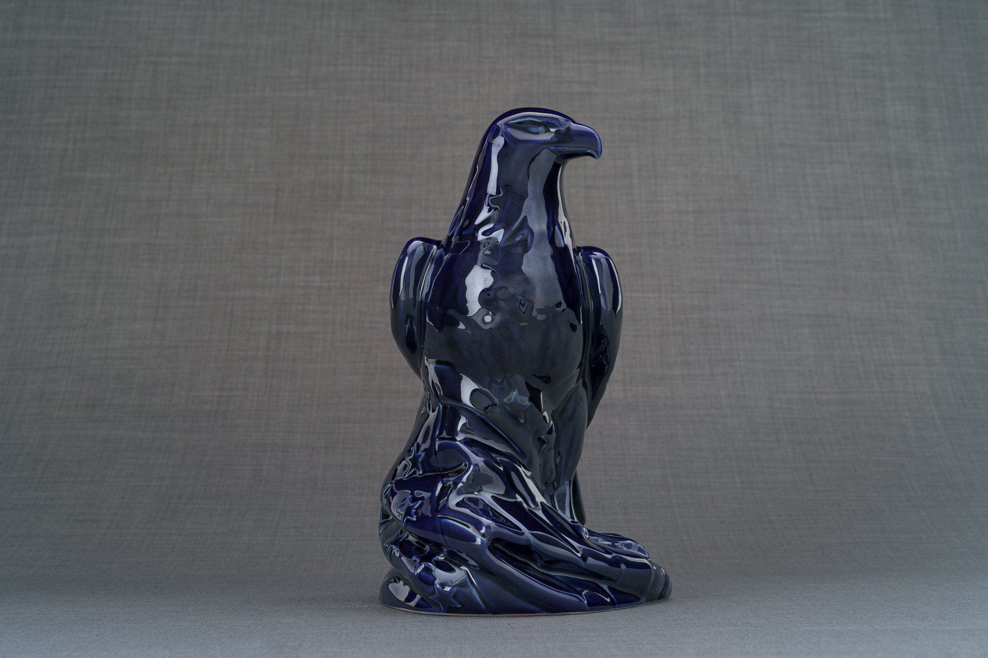 Aquilae Handmade Urn For Cremation Ashes - Large | Cobalt Metallic | Ceramic / Military Eagle Urn / Veteran Urn