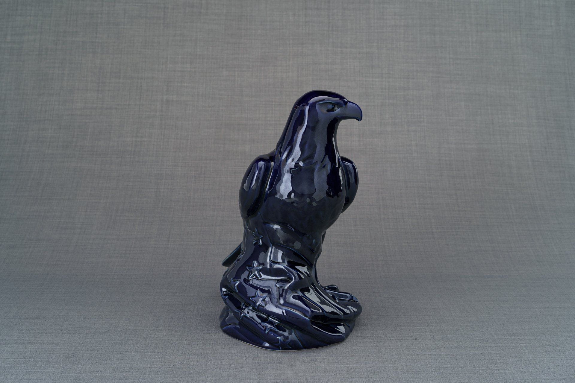 Aquilae Handmade Urn For Cremation Ashes - Large | Cobalt Metallic | Ceramic / Military Eagle Urn / Veteran Urn