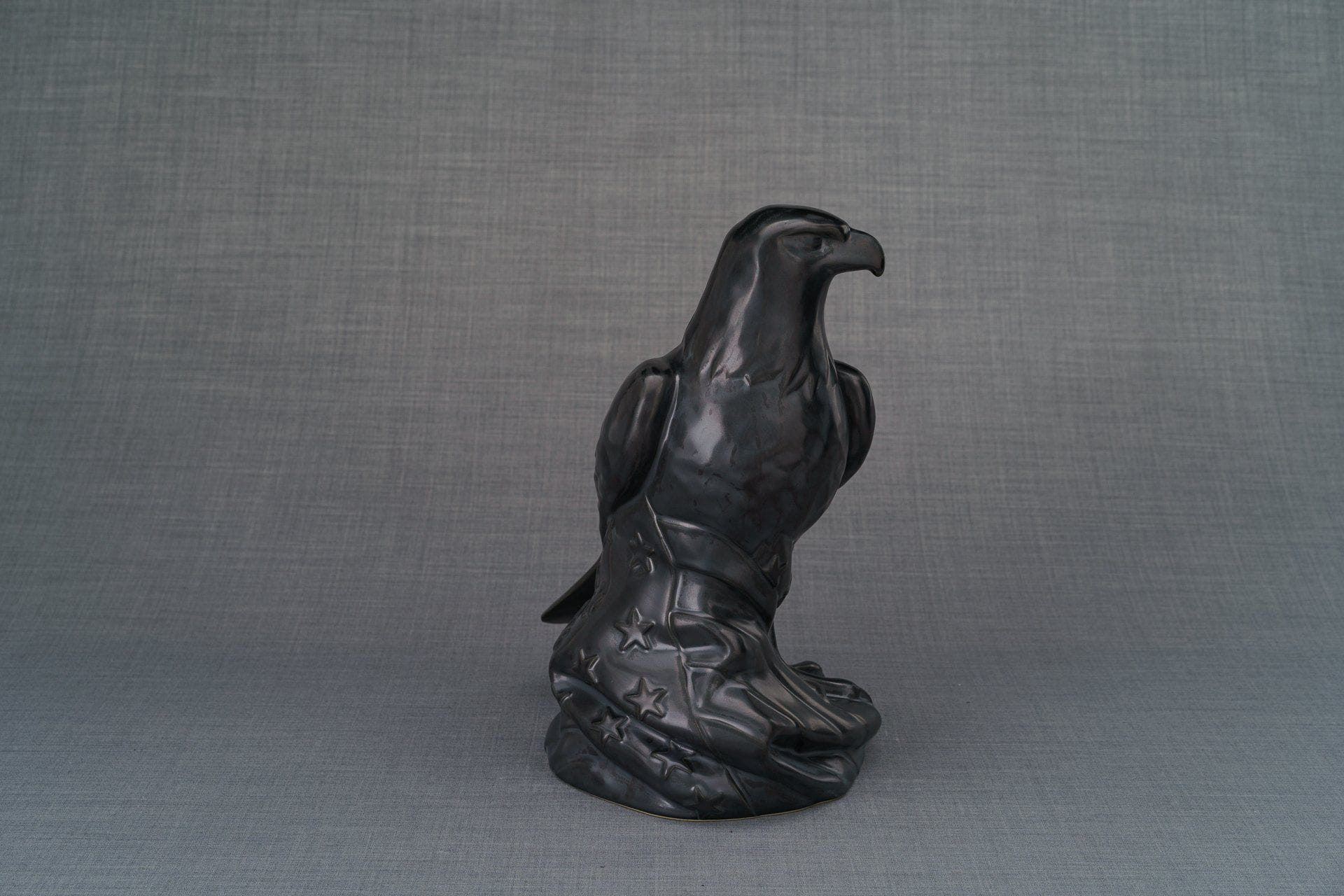 Aquilae Handmade Urn For Cremation Ashes - Large | Dark Matte | Ceramic / Military Eagle Urn / Veteran Urn