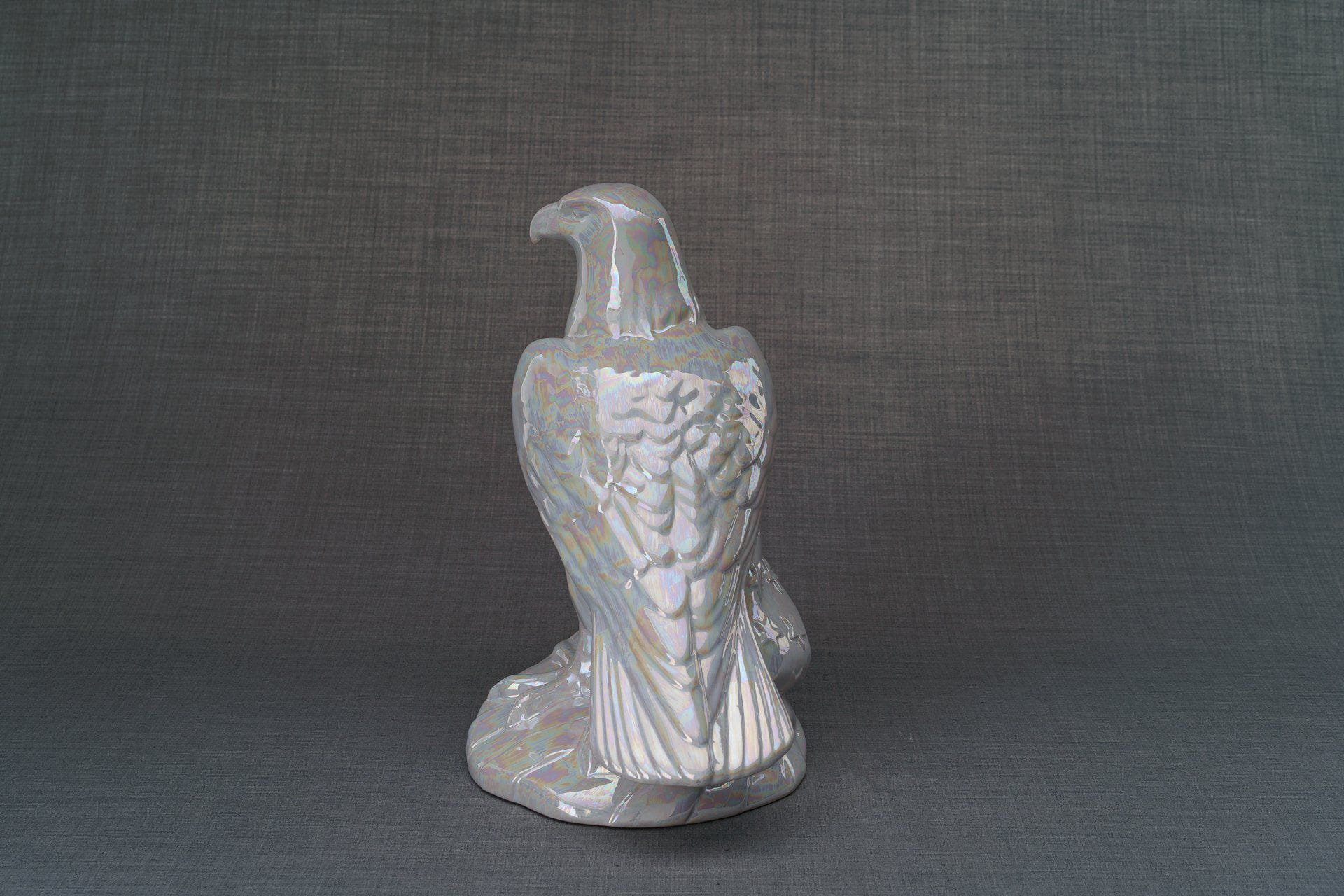 Aquilae Handmade Urn For Cremation Ashes - Large | Pearl White | Ceramic / Military Eagle Urn / Veteran Urn