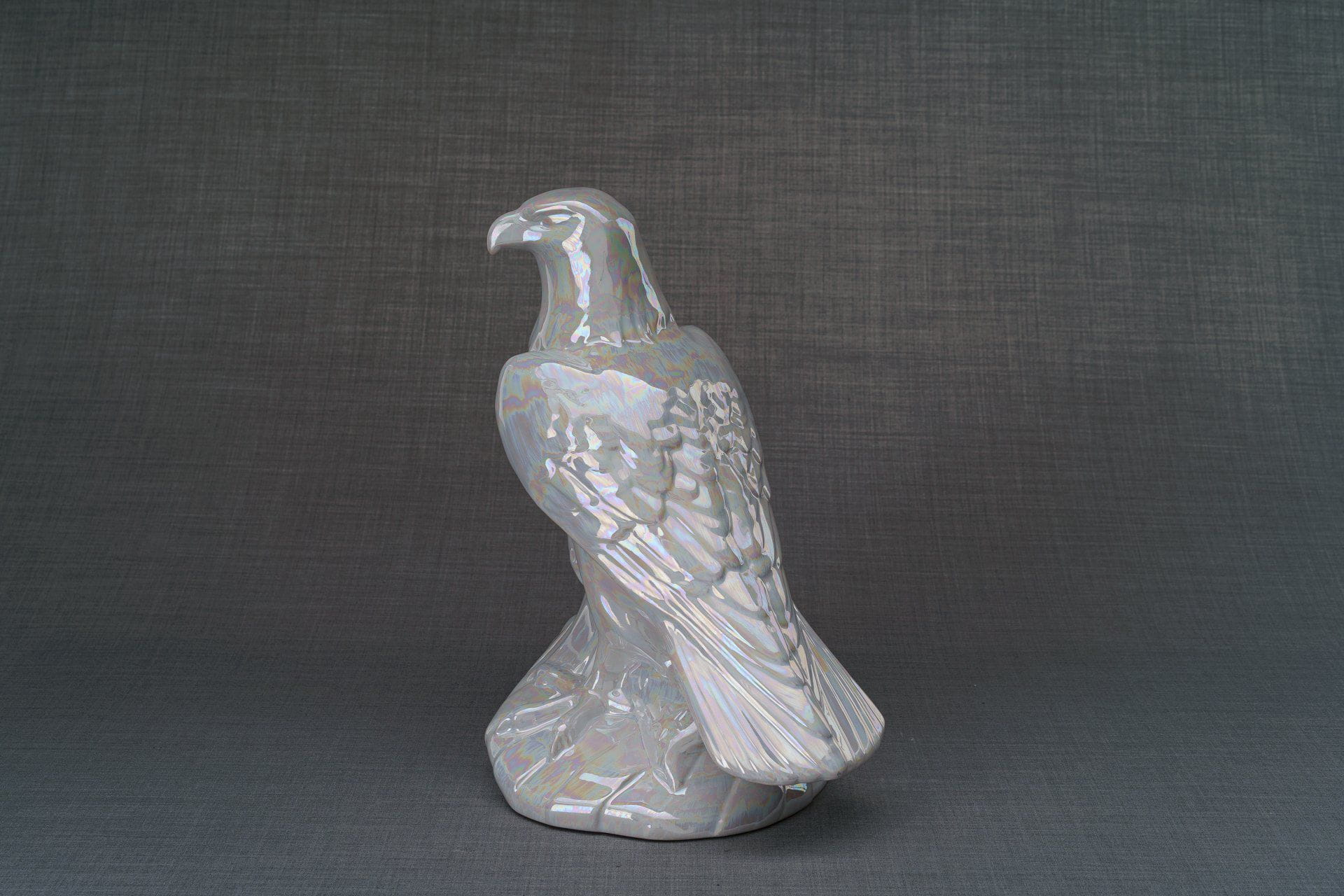 Aquilae Handmade Urn For Cremation Ashes - Large | Pearl White | Ceramic / Military Eagle Urn / Veteran Urn