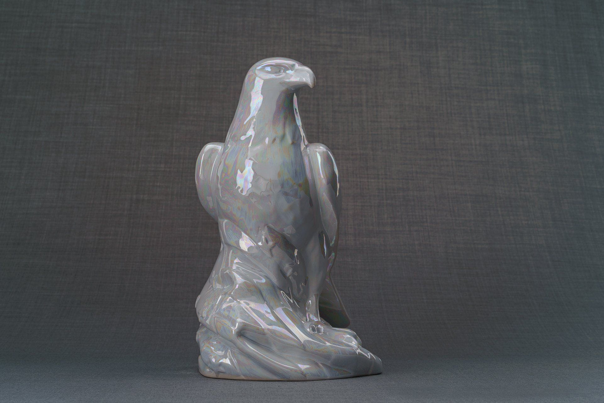 Aquilae Handmade Urn For Cremation Ashes - Large | Pearl White | Ceramic / Military Eagle Urn / Veteran Urn