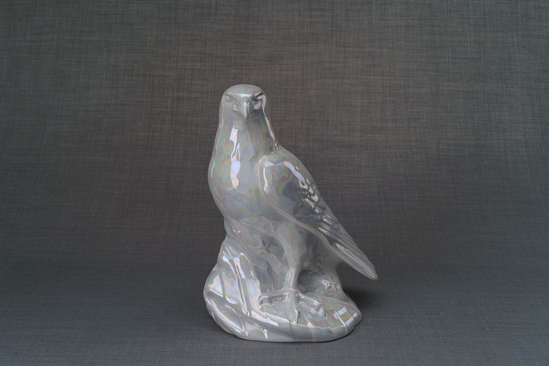 Aquilae Handmade Urn For Cremation Ashes - Large | Pearl White | Ceramic / Military Eagle Urn / Veteran Urn