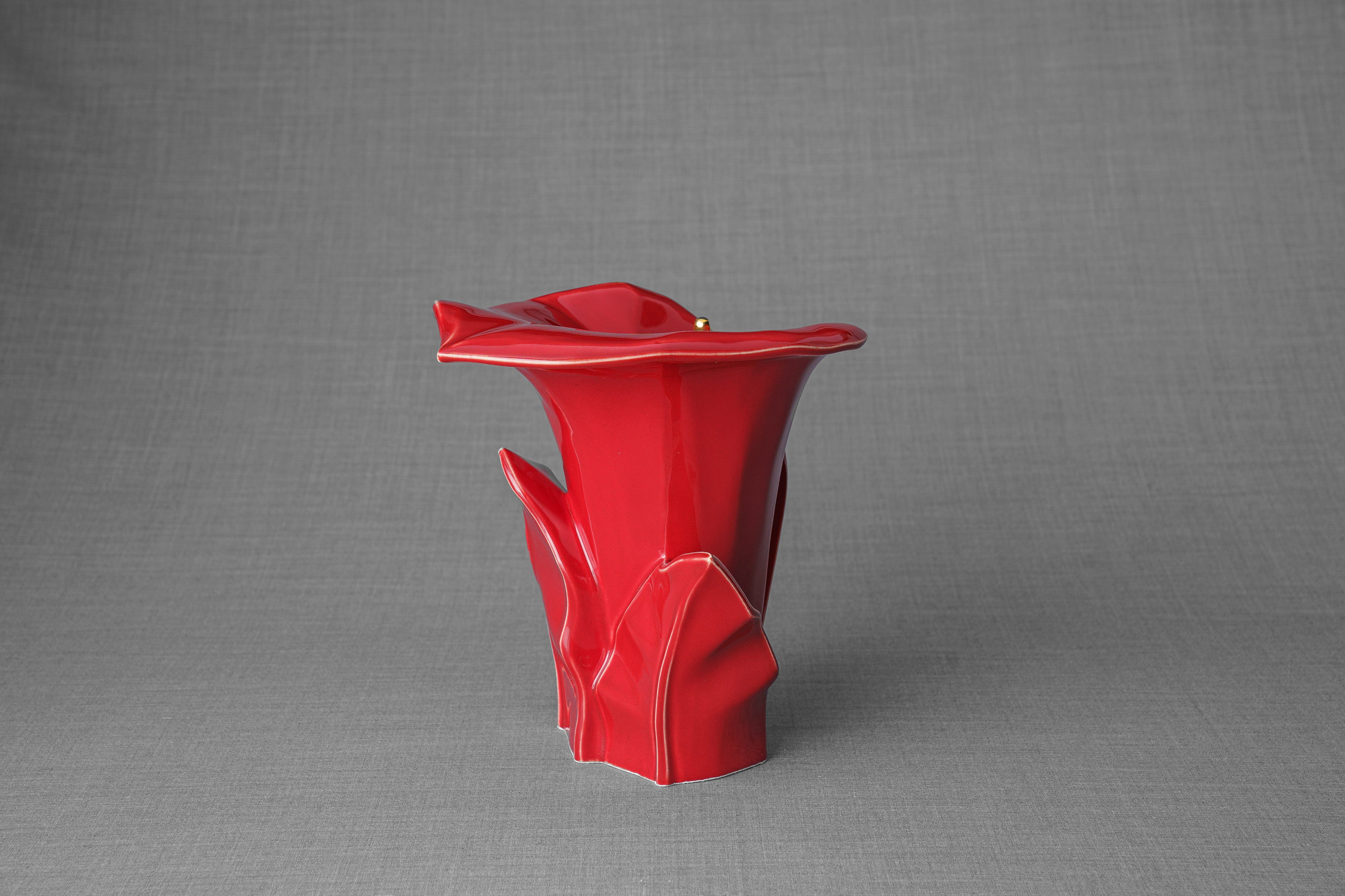 Pulvis Art Urns Adult Size Urn Calla Flower Memorial Urn for Ashes - Medium | Red