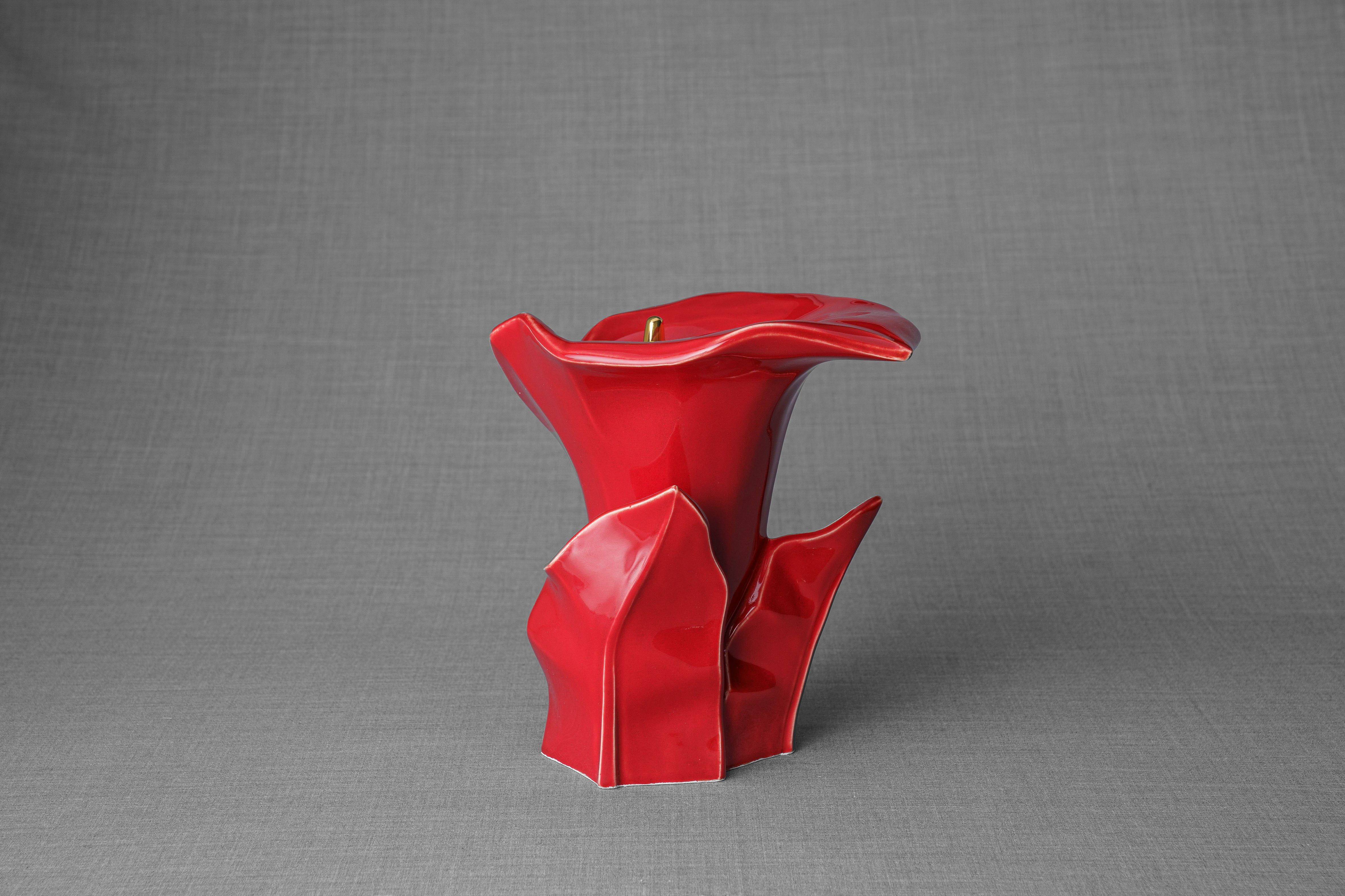 Pulvis Art Urns Adult Size Urn Calla Flower Memorial Urn for Ashes - Medium | Red