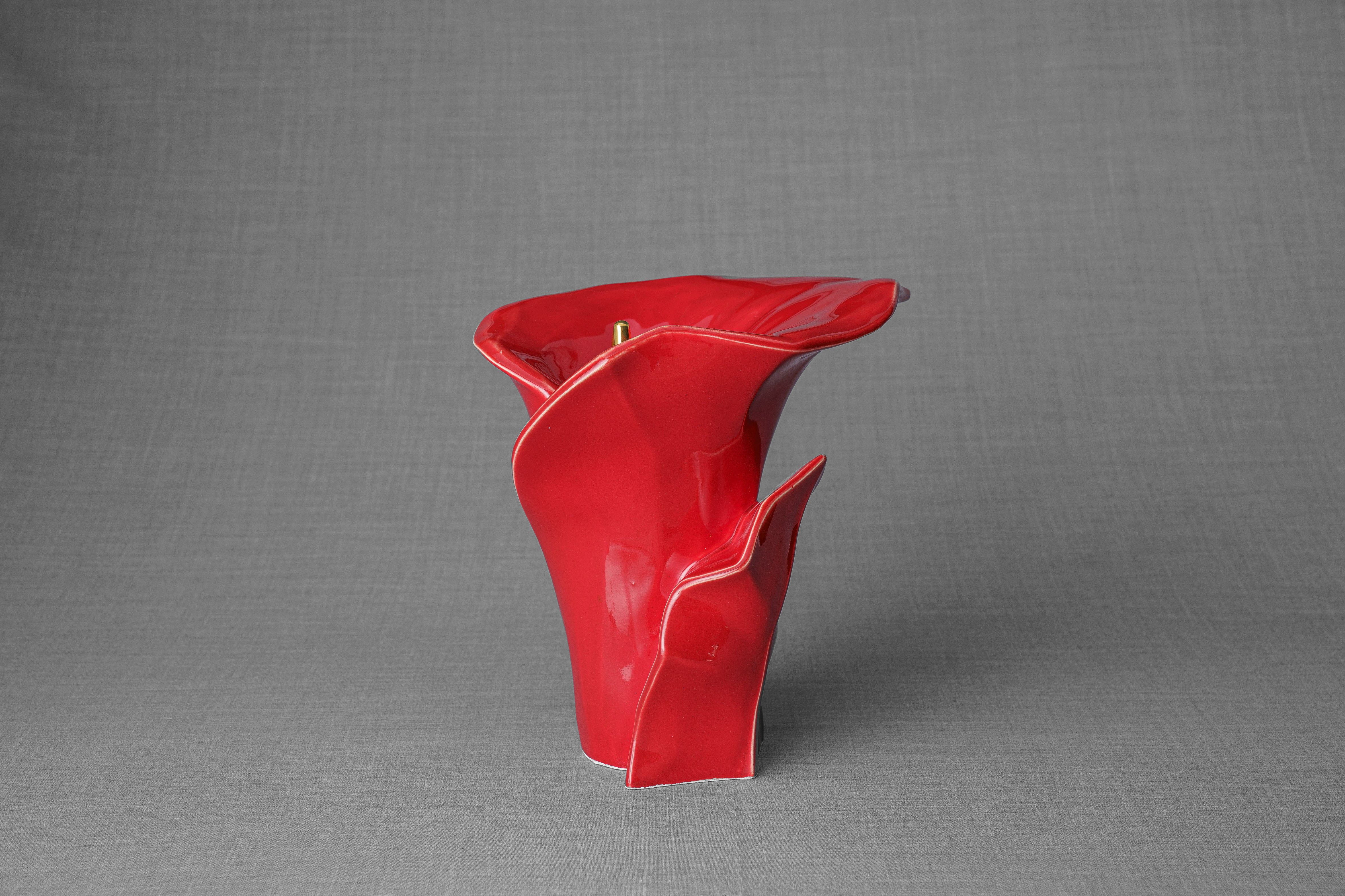 Pulvis Art Urns Adult Size Urn Calla Flower Memorial Urn for Ashes - Medium | Red