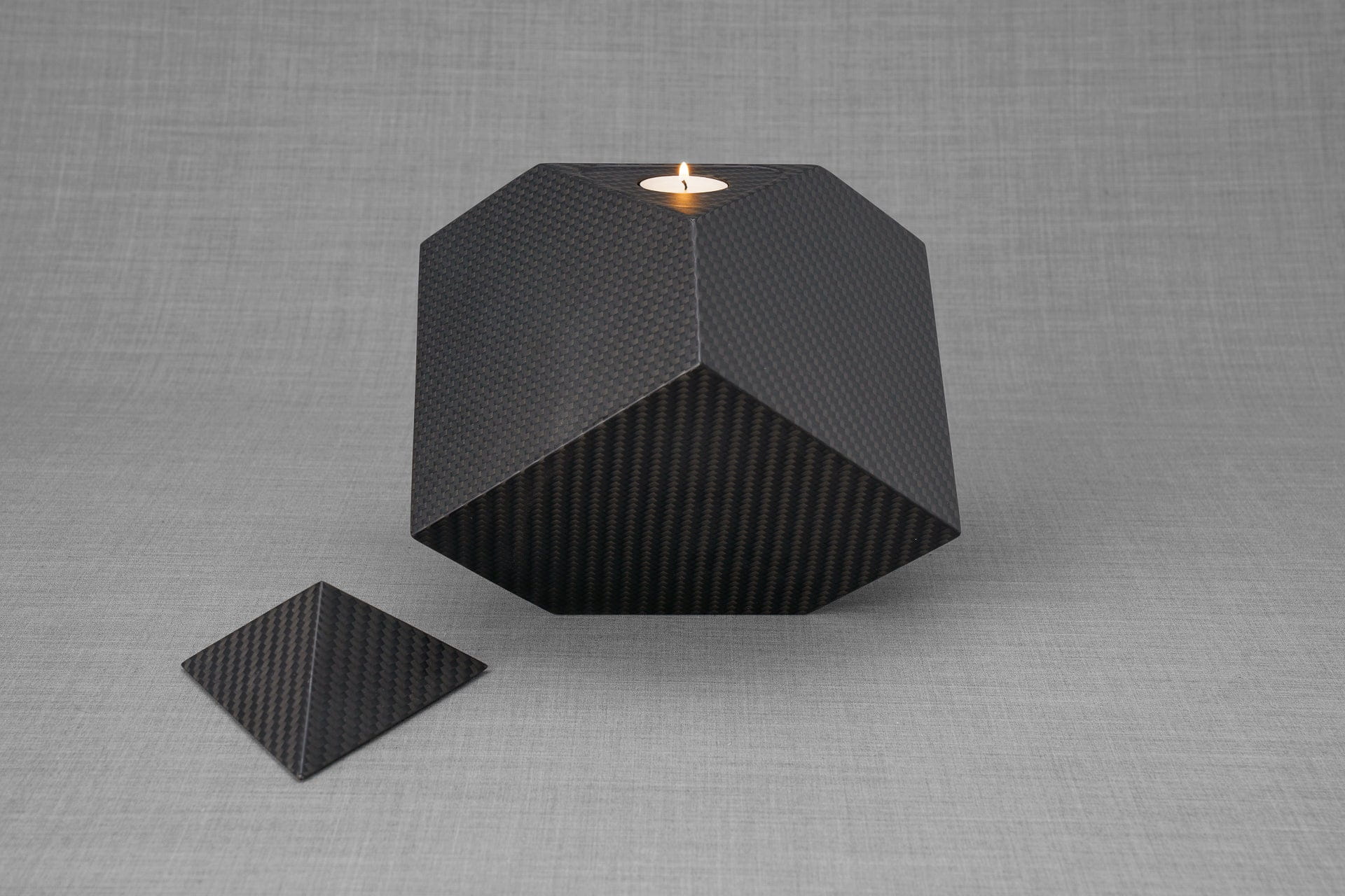 Pulvis Art Urns Adult Size Urn Carbon Fiber Cremation Urn "Abstract" - Twill Weave Carbon | Black