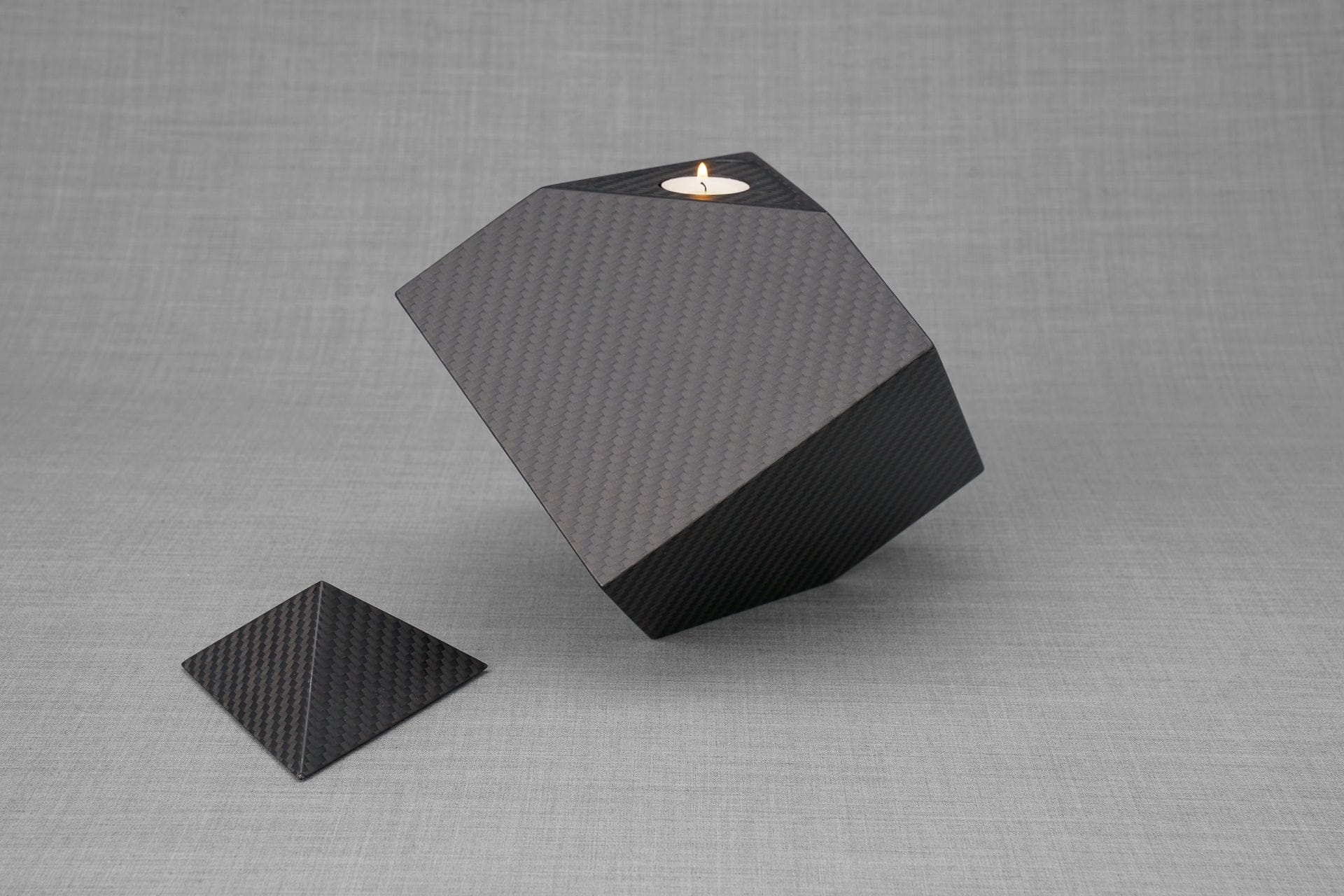 Pulvis Art Urns Adult Size Urn Carbon Fiber Cremation Urn "Abstract" - Twill Weave Carbon | Black