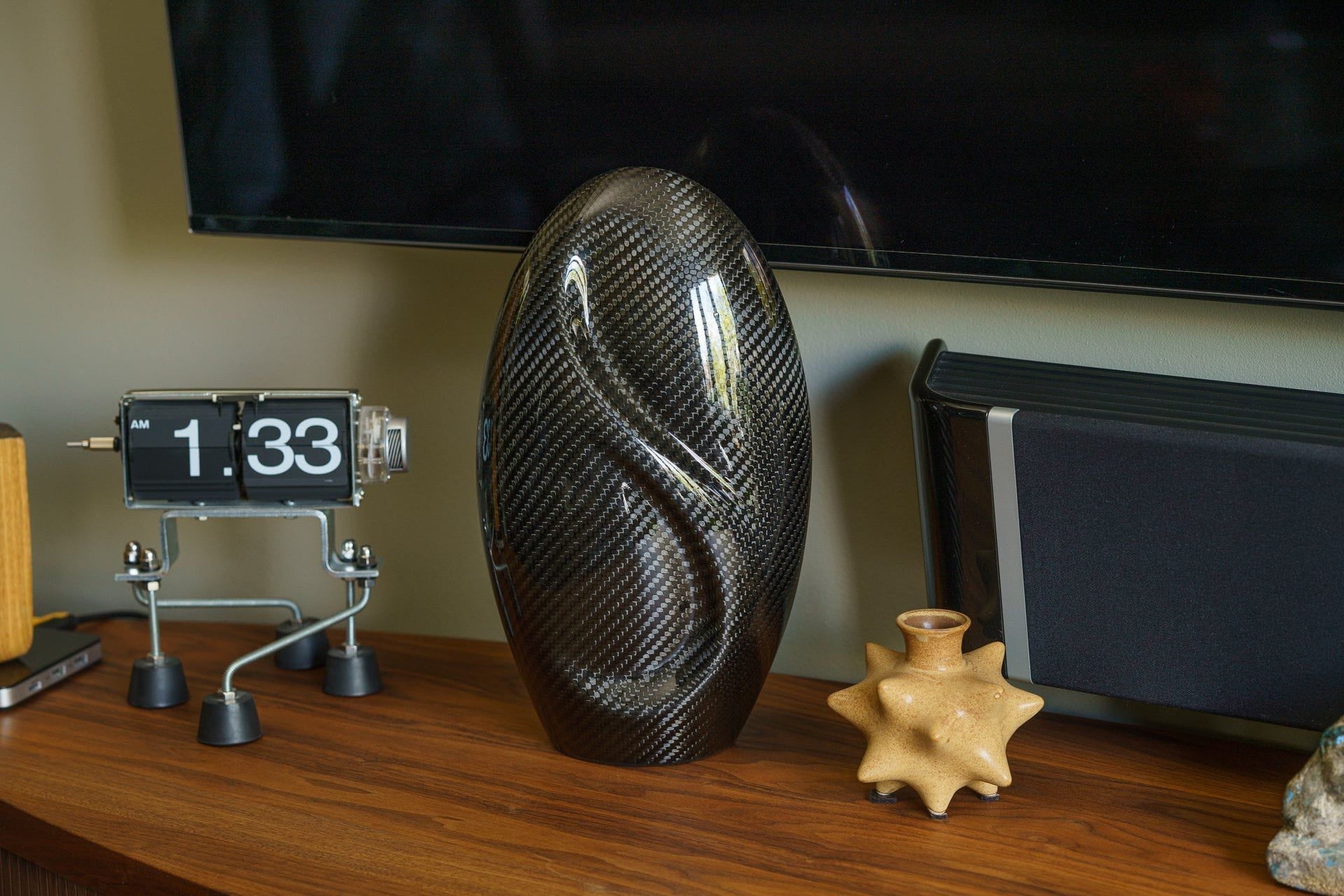 Pulvis Art Urns Adult Size Urn Carbon Fiber Cremation Urn "Eternity" - Twill Weave Carbon Urn