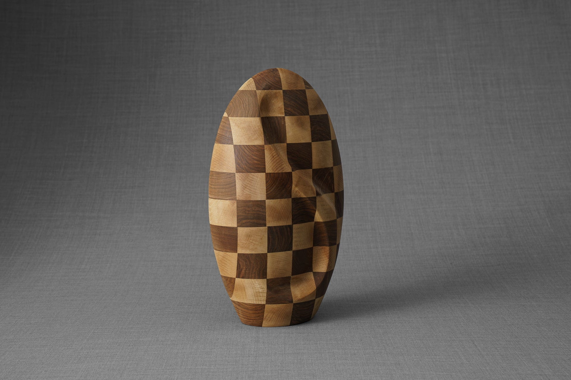Pulvis Art Urns Adult Size Urn Checked Wooden Urn for Ashes "Eternity" - Genuine Walnut & Beech
