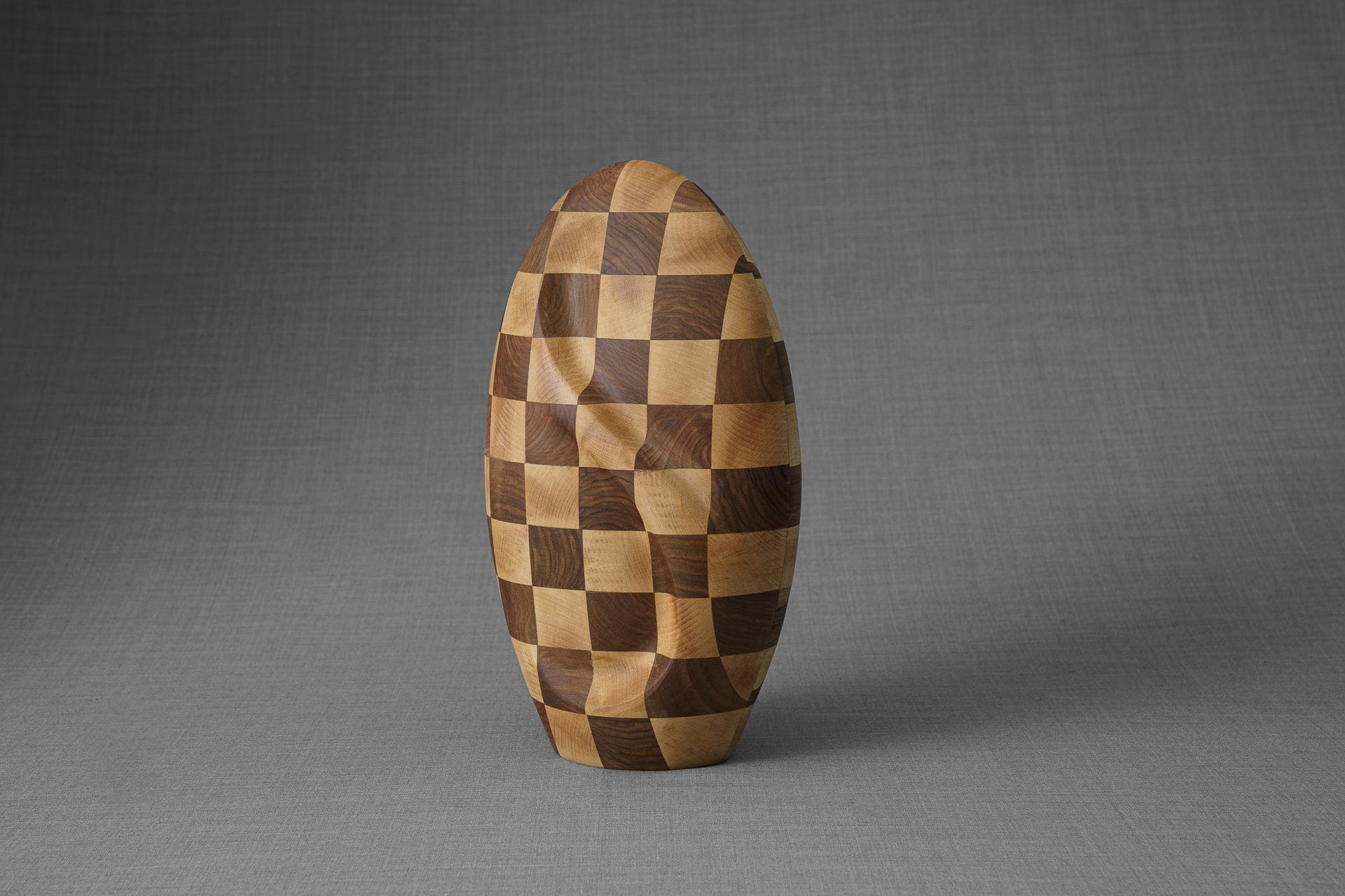 Pulvis Art Urns Adult Size Urn Checked Wooden Urn for Ashes "Eternity" - Genuine Walnut & Beech