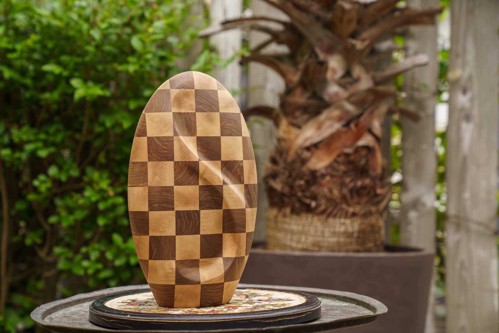Pulvis Art Urns Adult Size Urn Checked Wooden Urn for Ashes "Eternity" - Genuine Walnut & Beech
