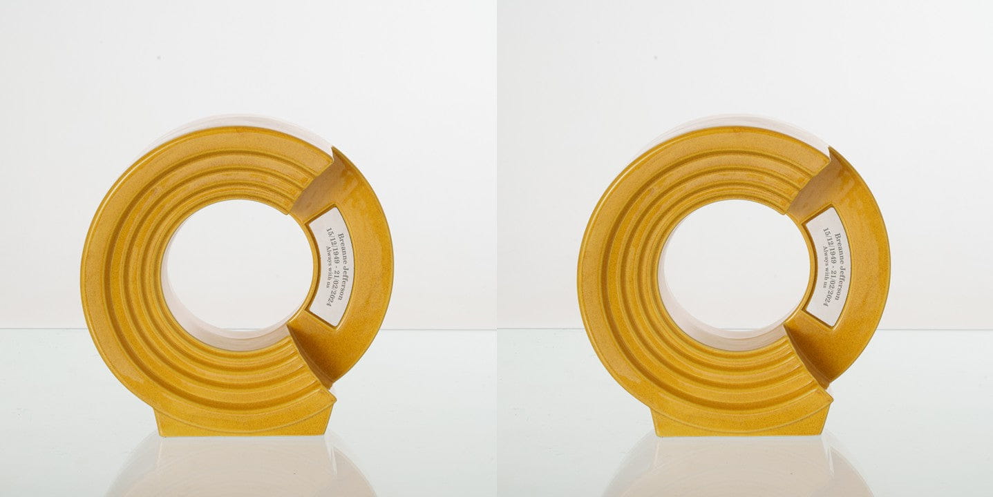 Pulvis Art Urns Adult Size Urn Amber Yellow / Amber Yellow / YES (+60$) Companion Urn "Solace" - Memorial Urn for Two | Ceramic Double Urn