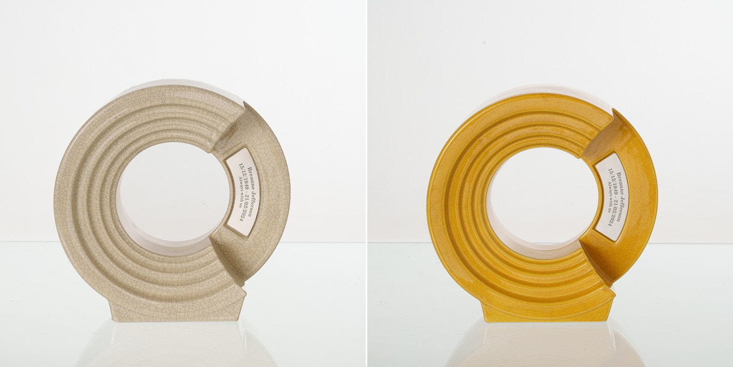 Pulvis Art Urns Adult Size Urn Craquelure / Amber Yellow / YES (+60$) Companion Urn "Solace" - Memorial Urn for Two | Ceramic Double Urn