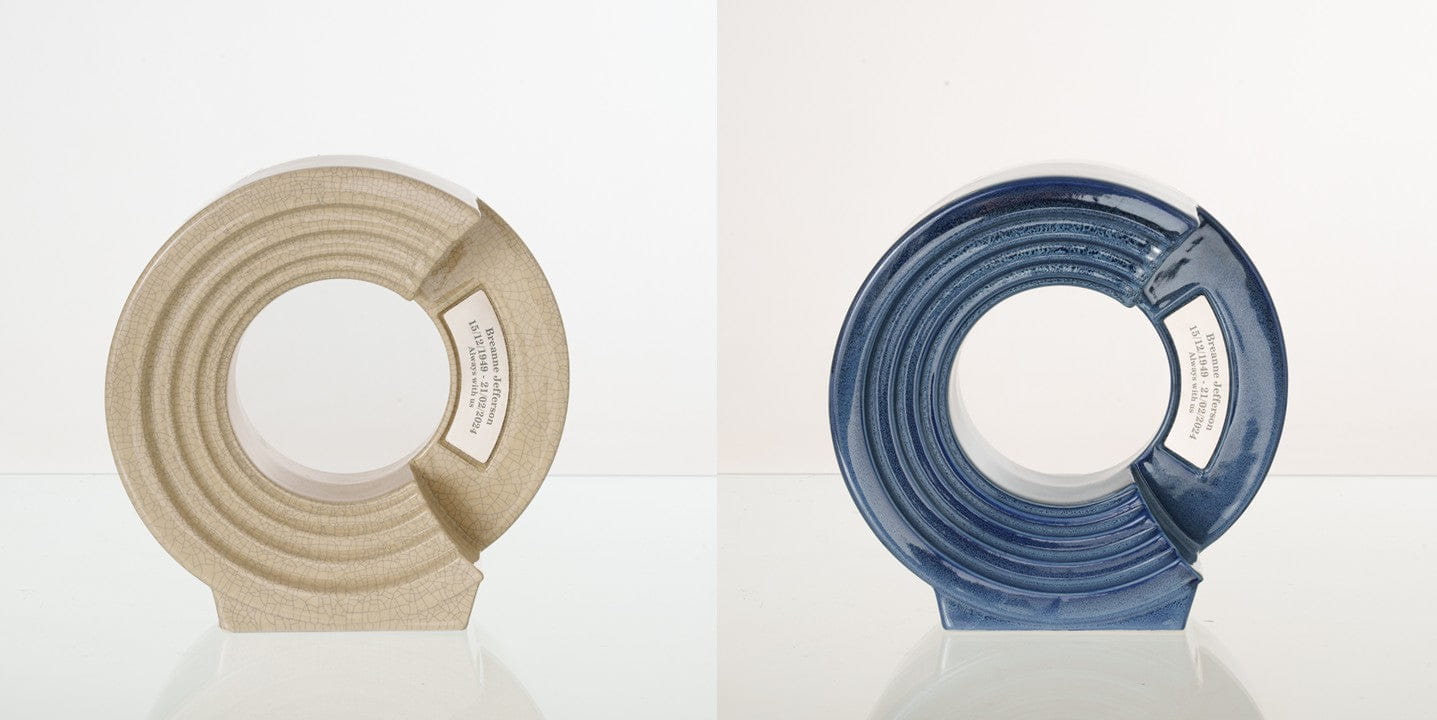 Pulvis Art Urns Adult Size Urn Craquelure / Blue Melange / YES (+60$) Companion Urn "Solace" - Memorial Urn for Two | Ceramic Double Urn