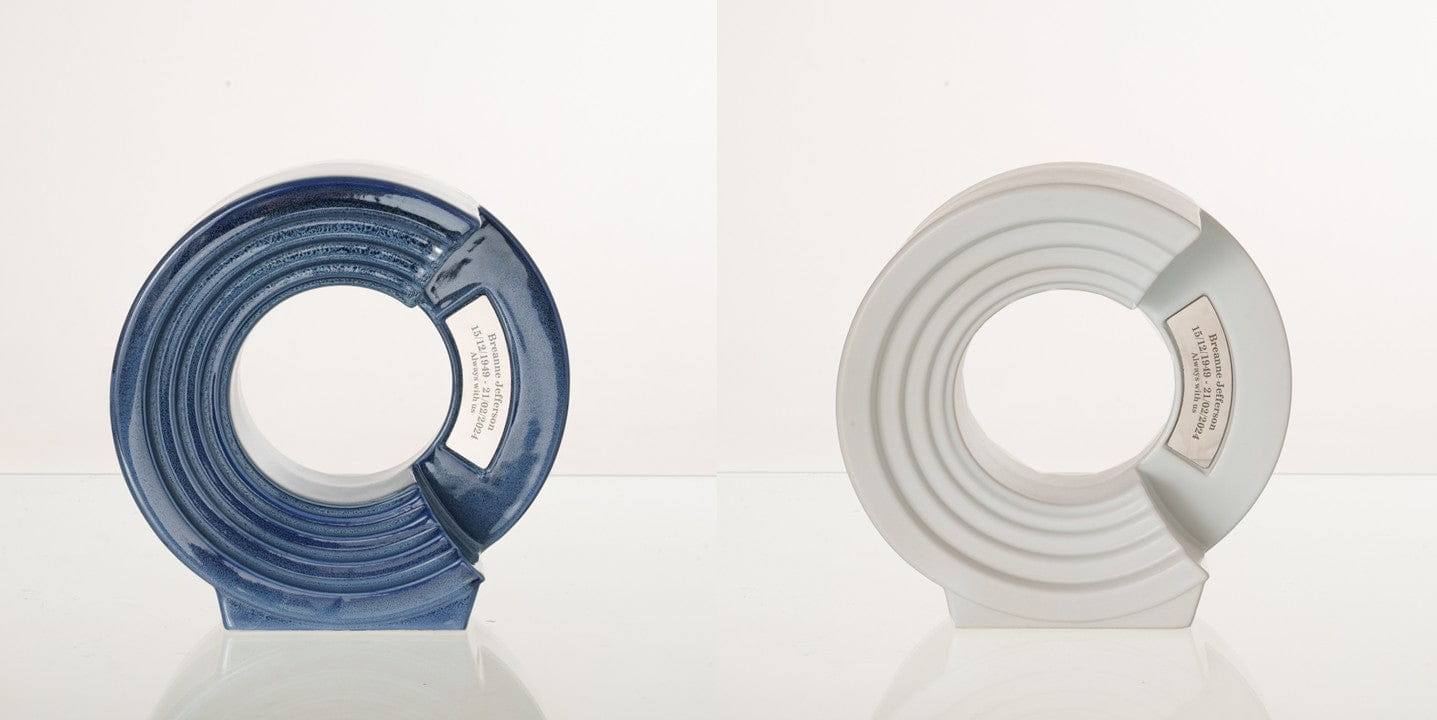 Pulvis Art Urns Adult Size Urn Blue Melange / Blue Melange / YES (+60$) Companion Urn "Solace" - Memorial Urn for Two | Ceramic Double Urn